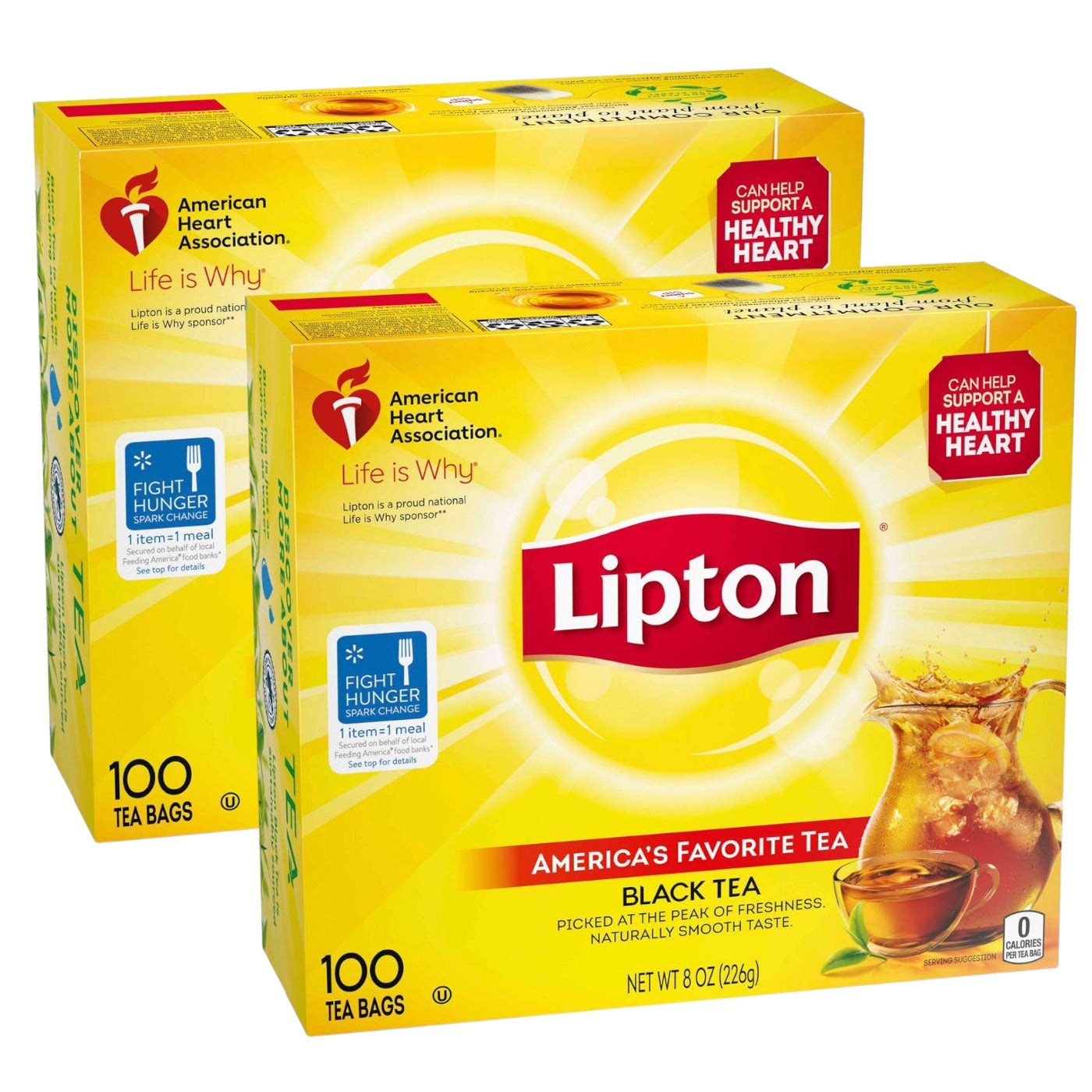 Lipton Black Tea Bags 100% Natural Tea 100 ct (Pack of 2)