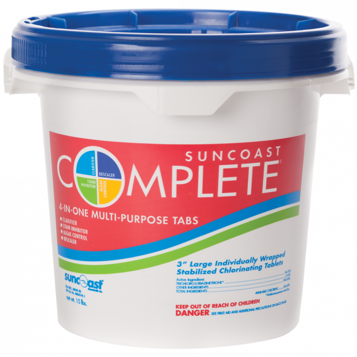 Suncoast Complete Chlorine Tablets 3 inch 15 lbs for Swimming Pools and SPA (30 tabs) (Copy)