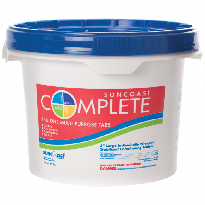 Suncoast Complete Chlorine Tablets 3 inch 25 lbs for Swimming Pools and SPA (50 tabs)