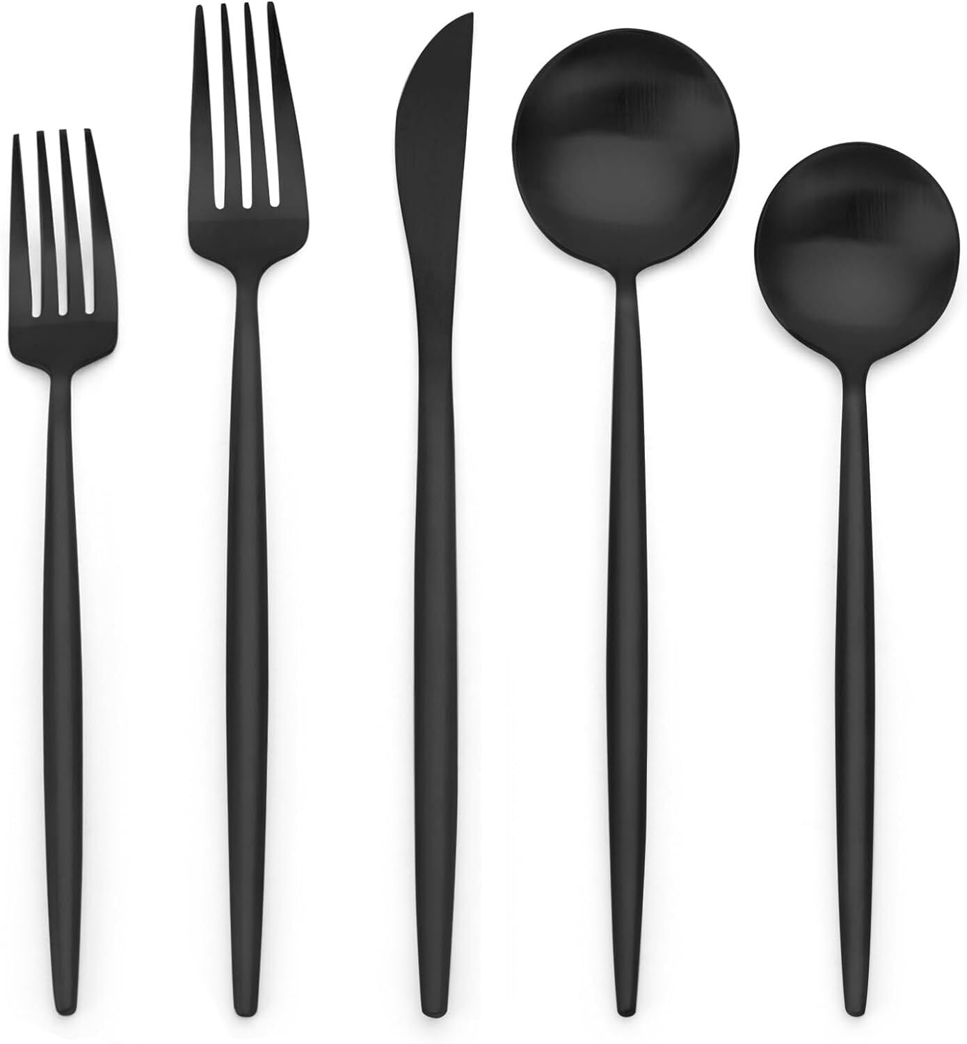 KassKa 40-Piece Silverware Set, Matte Black Flatware Set for 8, Stainless Steel