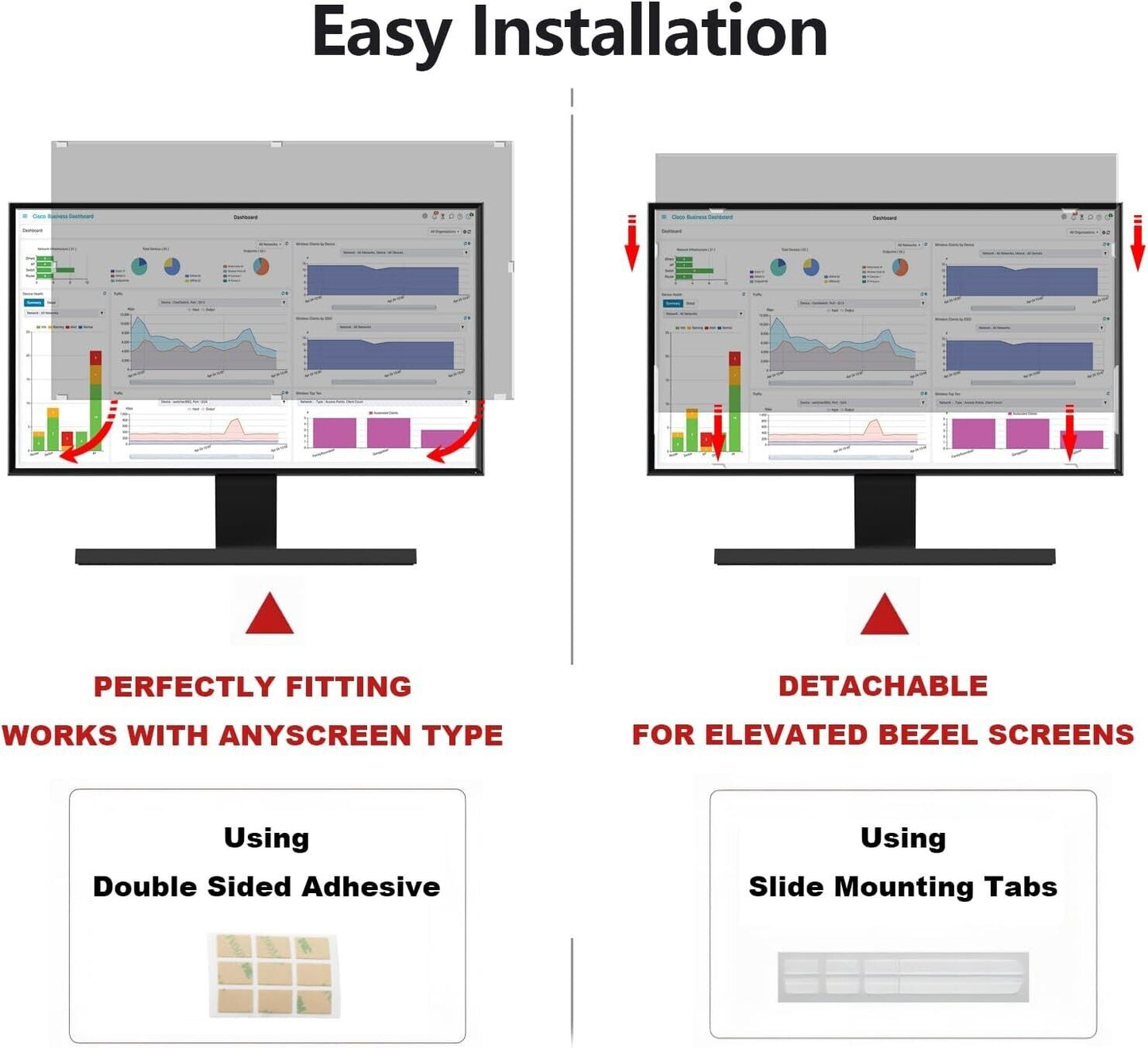 Computer Privacy Screen Shield 27" for 16:9 Widescreen Desktop Monitor Pack of 2