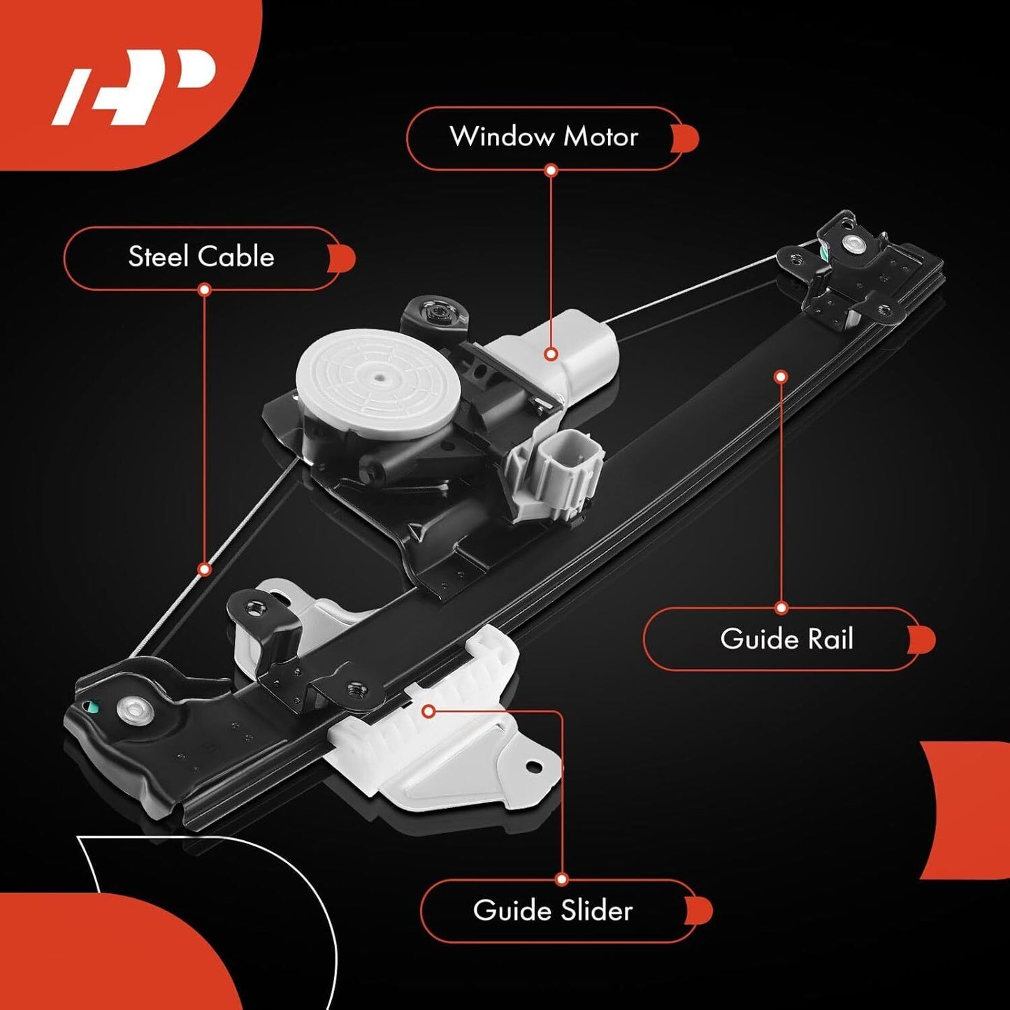 Electric Power Window Regulator with 2-Pin Motor For Nissan Altima 2013-2018