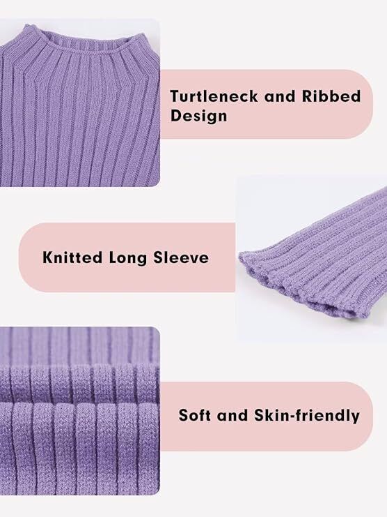 Kids Sweater Casual Long Sleeve Knitted Slim Fit Pullover Tops Girls Turtleneck