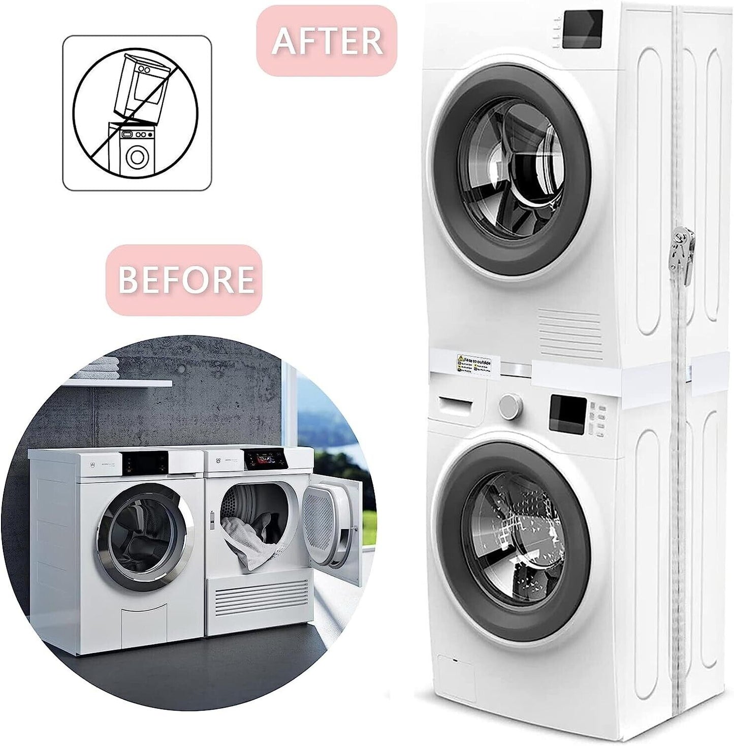 Kiss Core 29 inch Stacking Universal Kit for Washer and Dryer with Ratchet Strap