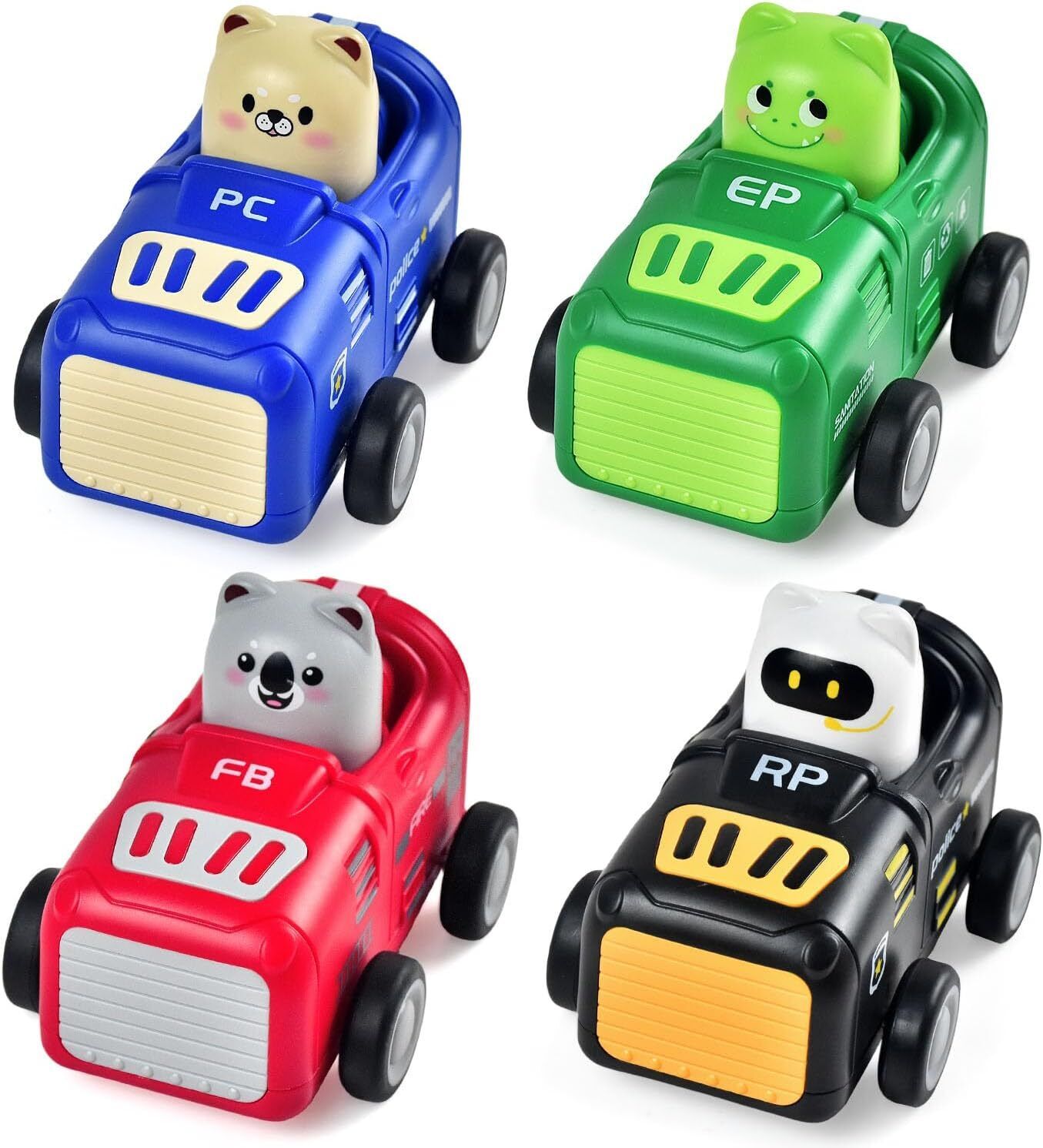 Toddler Cartoon Car Toys for 1 2 3 Year Old Boy Girl Gifts, Press and Go Car Toy