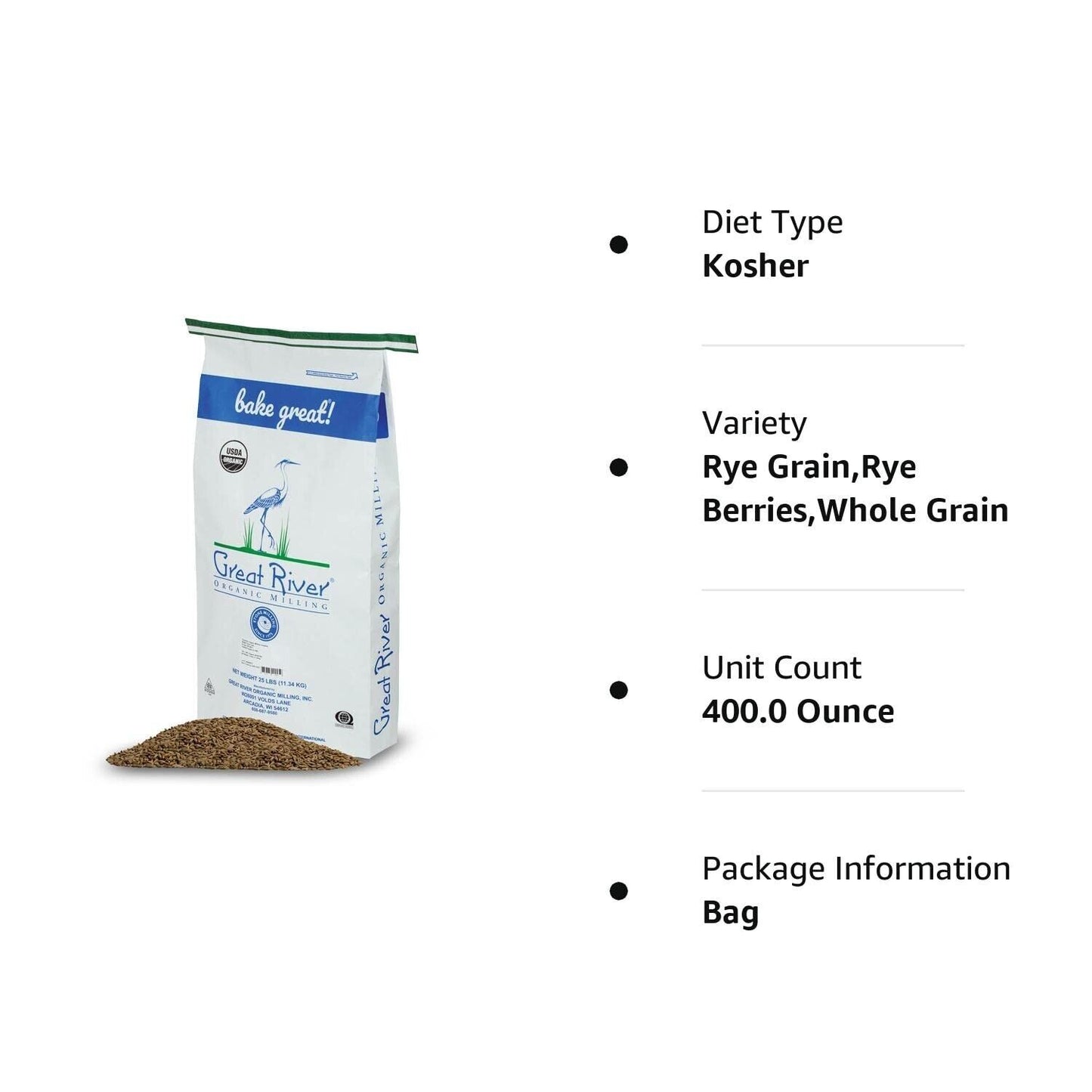 Great River Organic Milling Whole Grain Hard Red Spring Wheat 25-Pound Pack Of 1