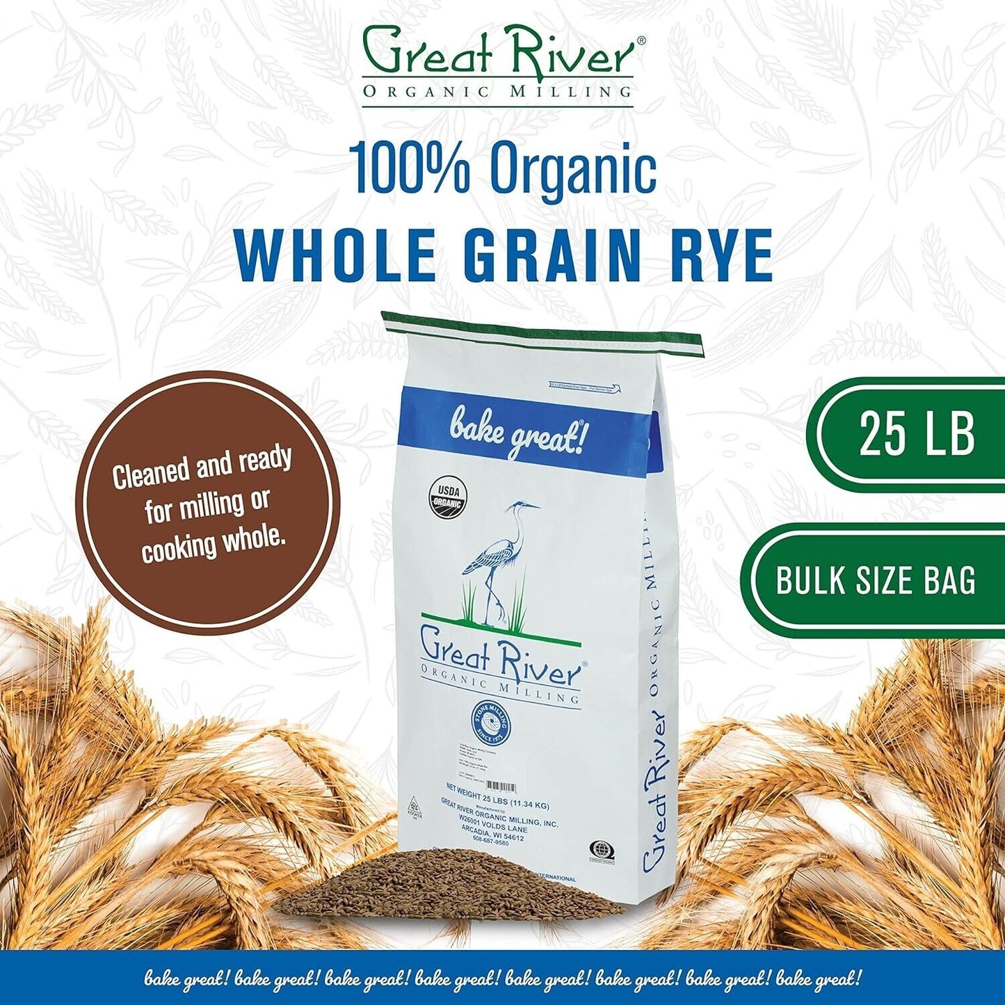 Great River Organic Milling Whole Grain Hard Red Spring Wheat 25-Pound Pack Of 1