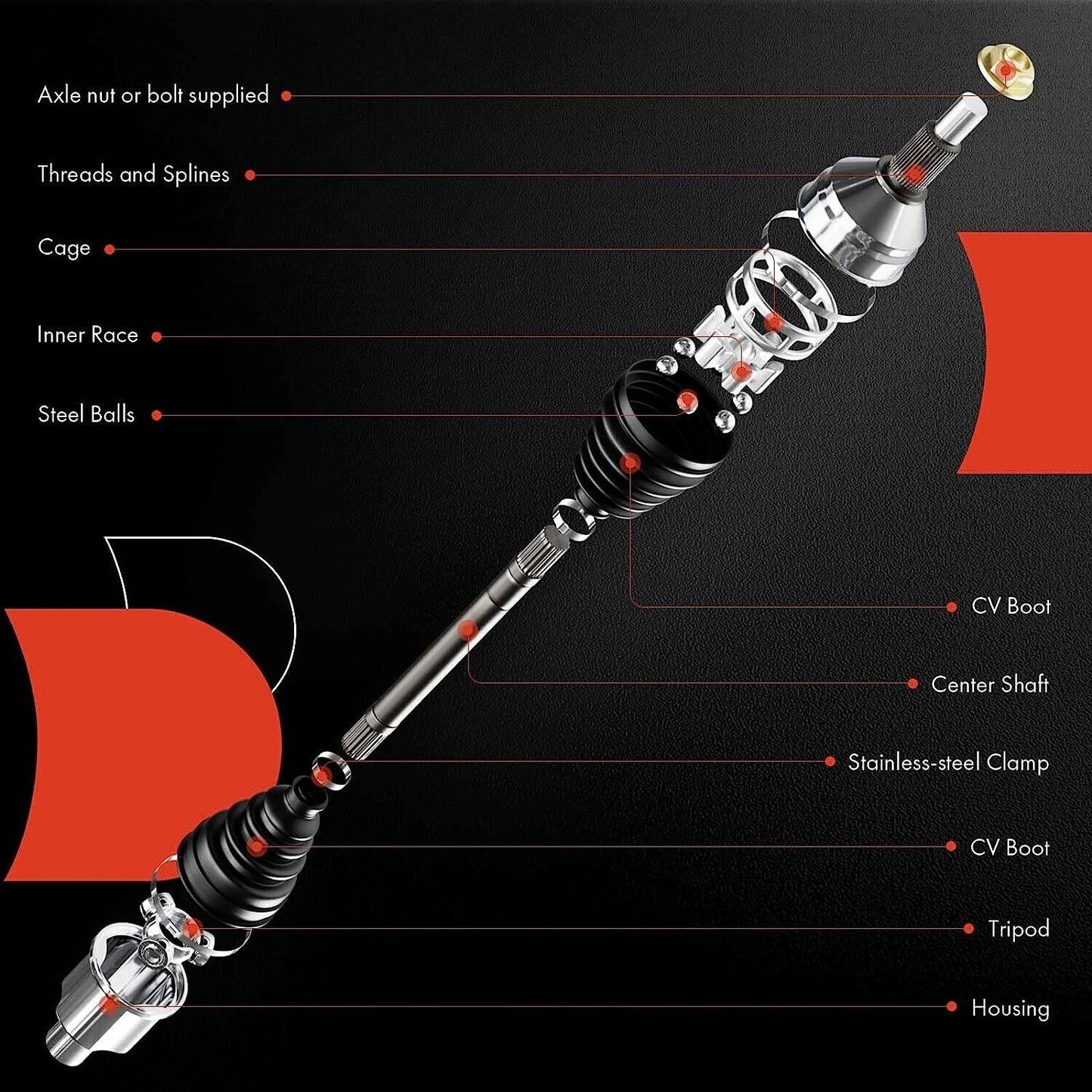 A-Premium CV Axle Shaft Assembly Compatible with Honda Element 2003-2011 L4 2.4L