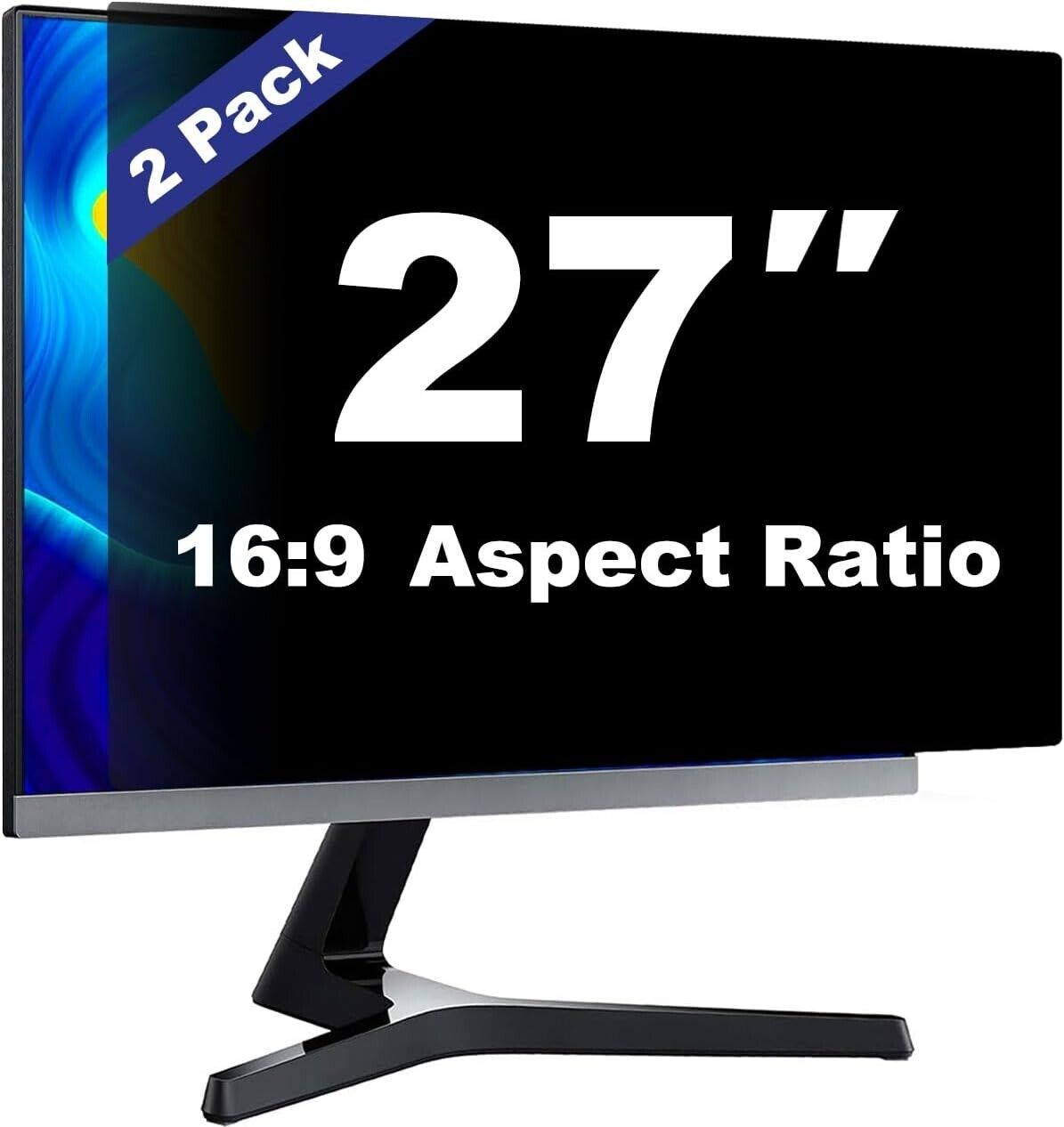 Computer Privacy Screen Shield 27" for 16:9 Widescreen Desktop Monitor Pack of 2