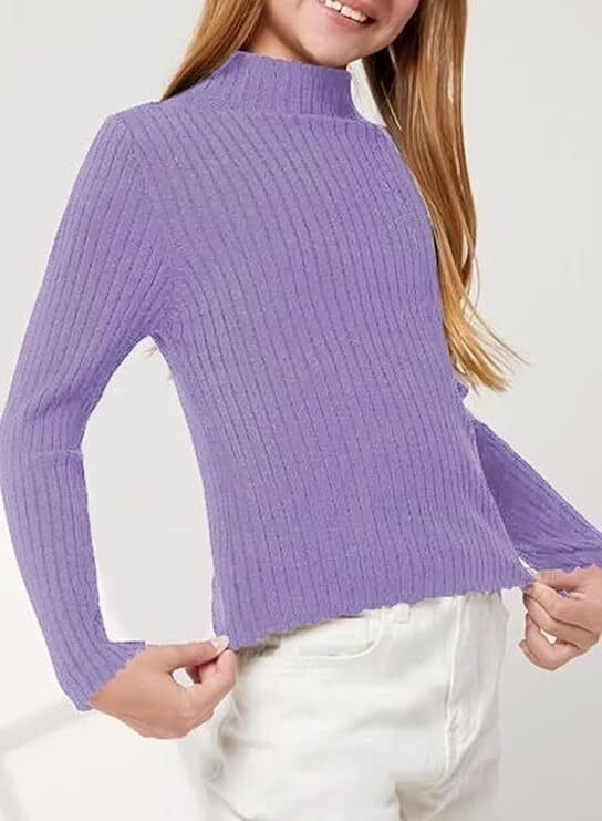 Kids Sweater Casual Long Sleeve Knitted Slim Fit Pullover Tops Girls Turtleneck
