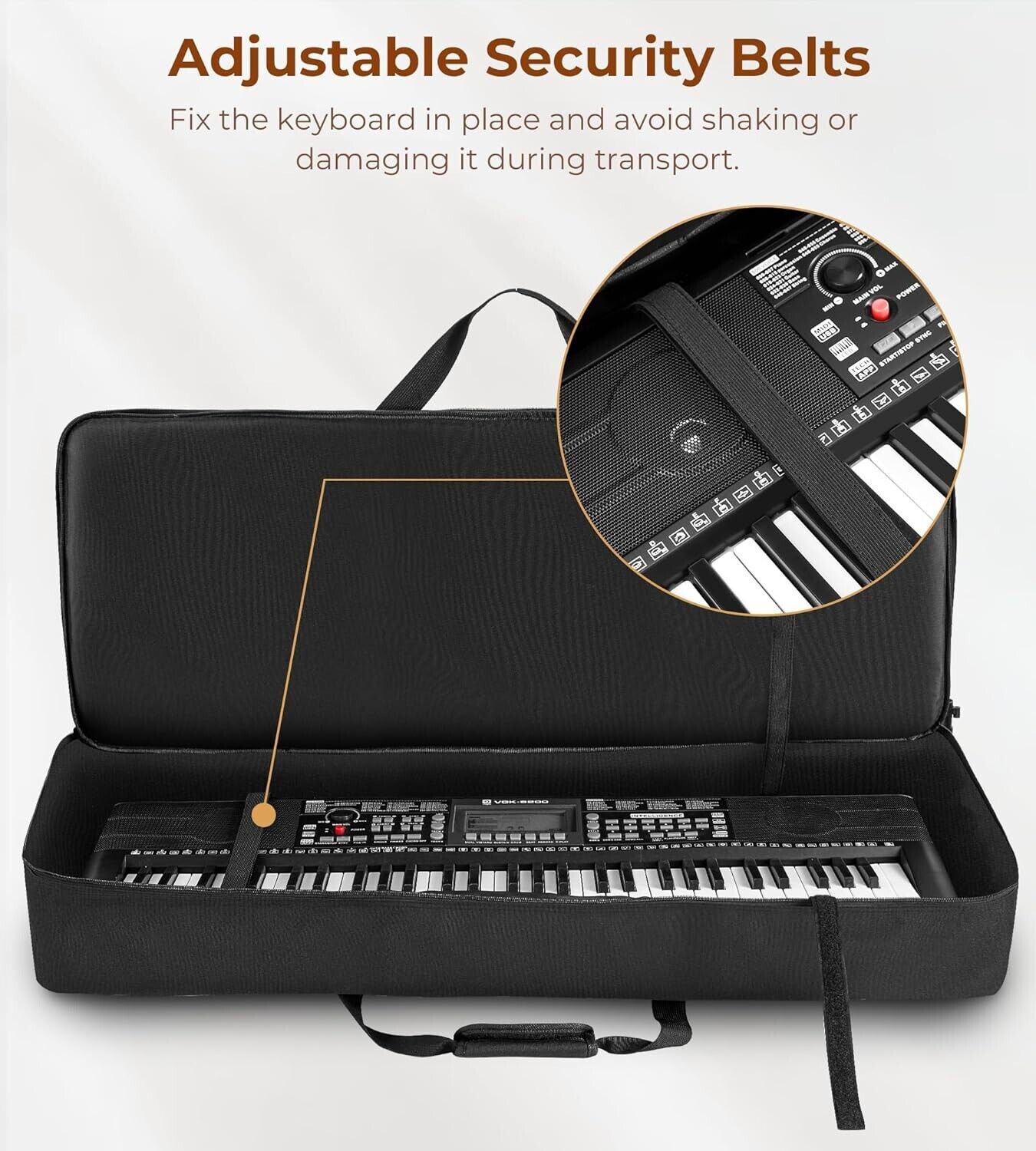 Vangoa 61-Key Keyboard Carry Bag: Waterproof, Durable, and Padded Portable Case