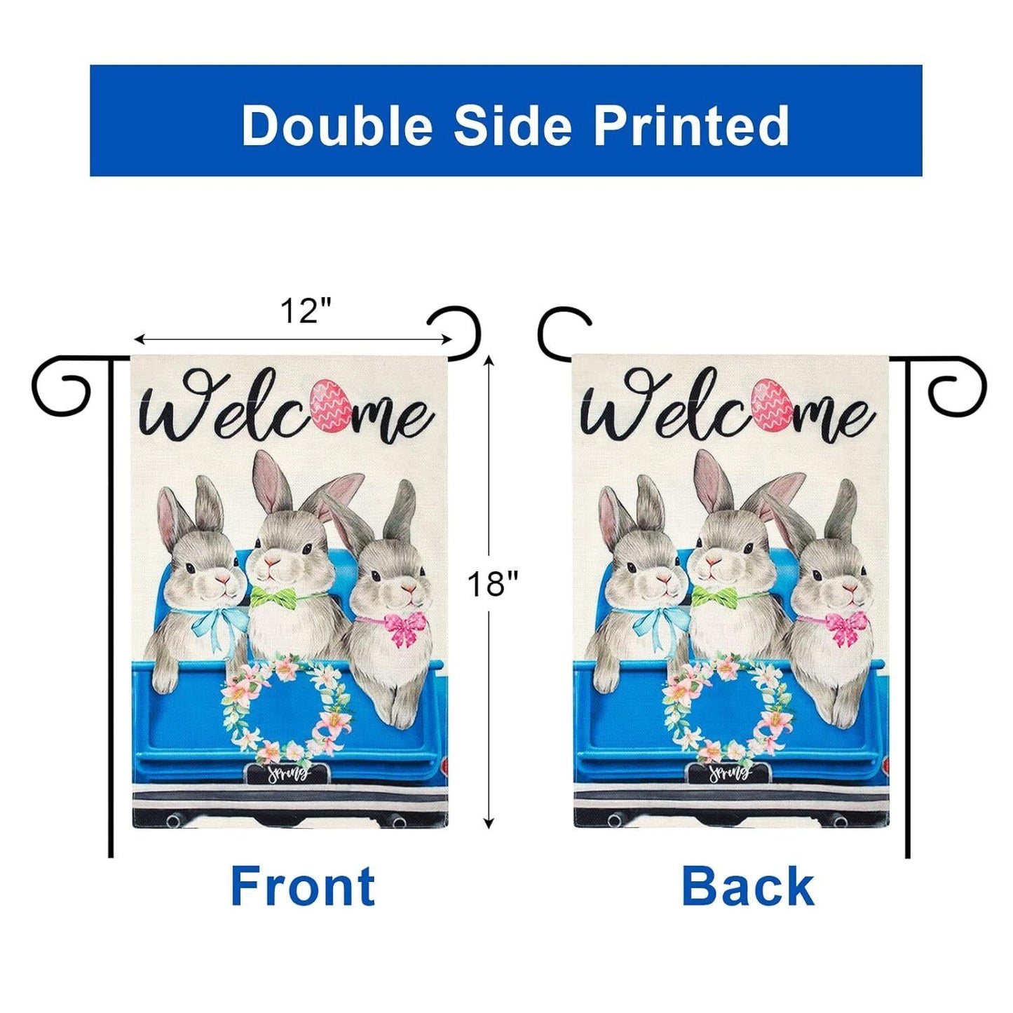 Holiday Spring Yard Flag Outdoor Decoration abbit Colorful Yard Outdoor Flags