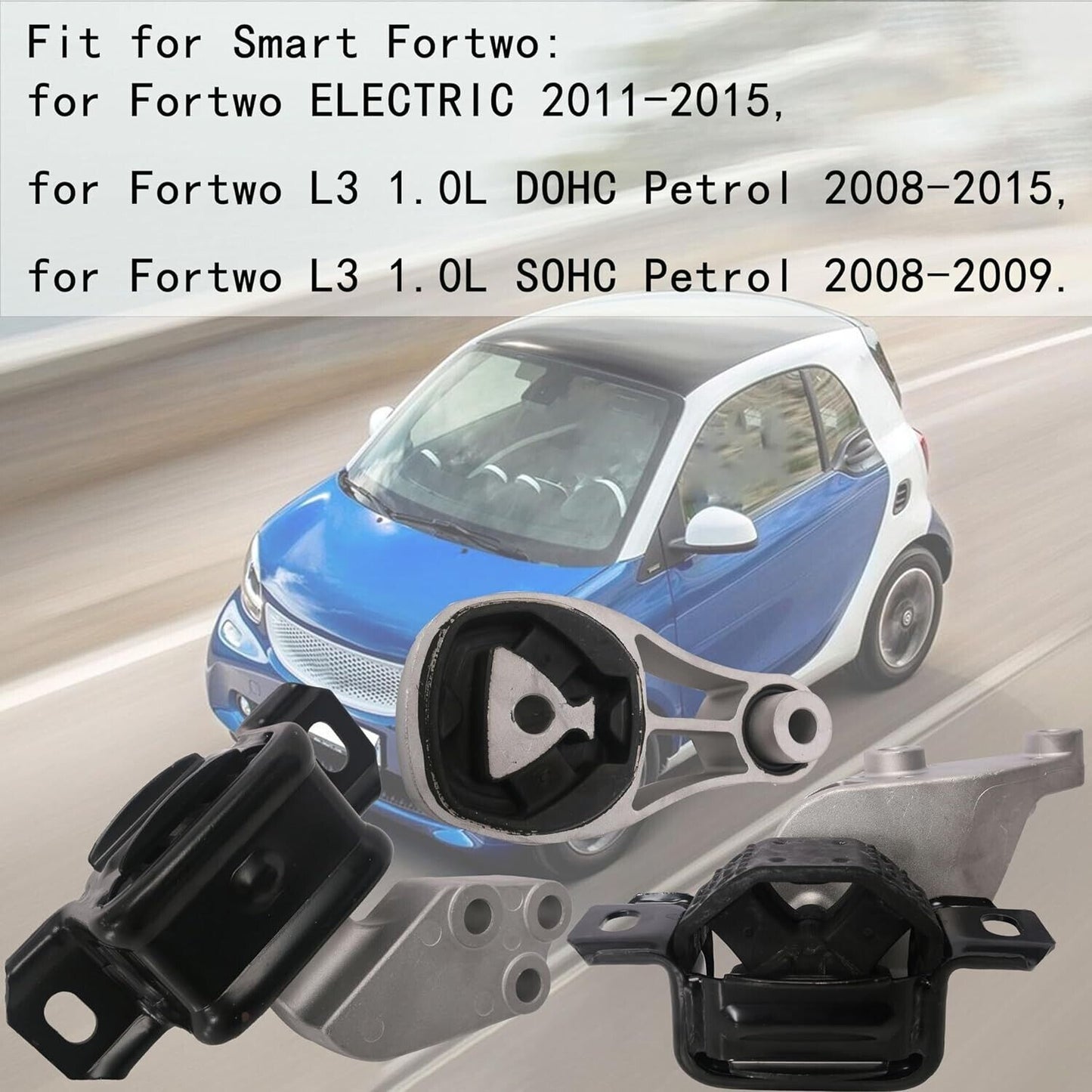 Set of 3 Engine & Transmission Mounts Fits: 2008-2015 Smart Fortwo (1.0L, L3)