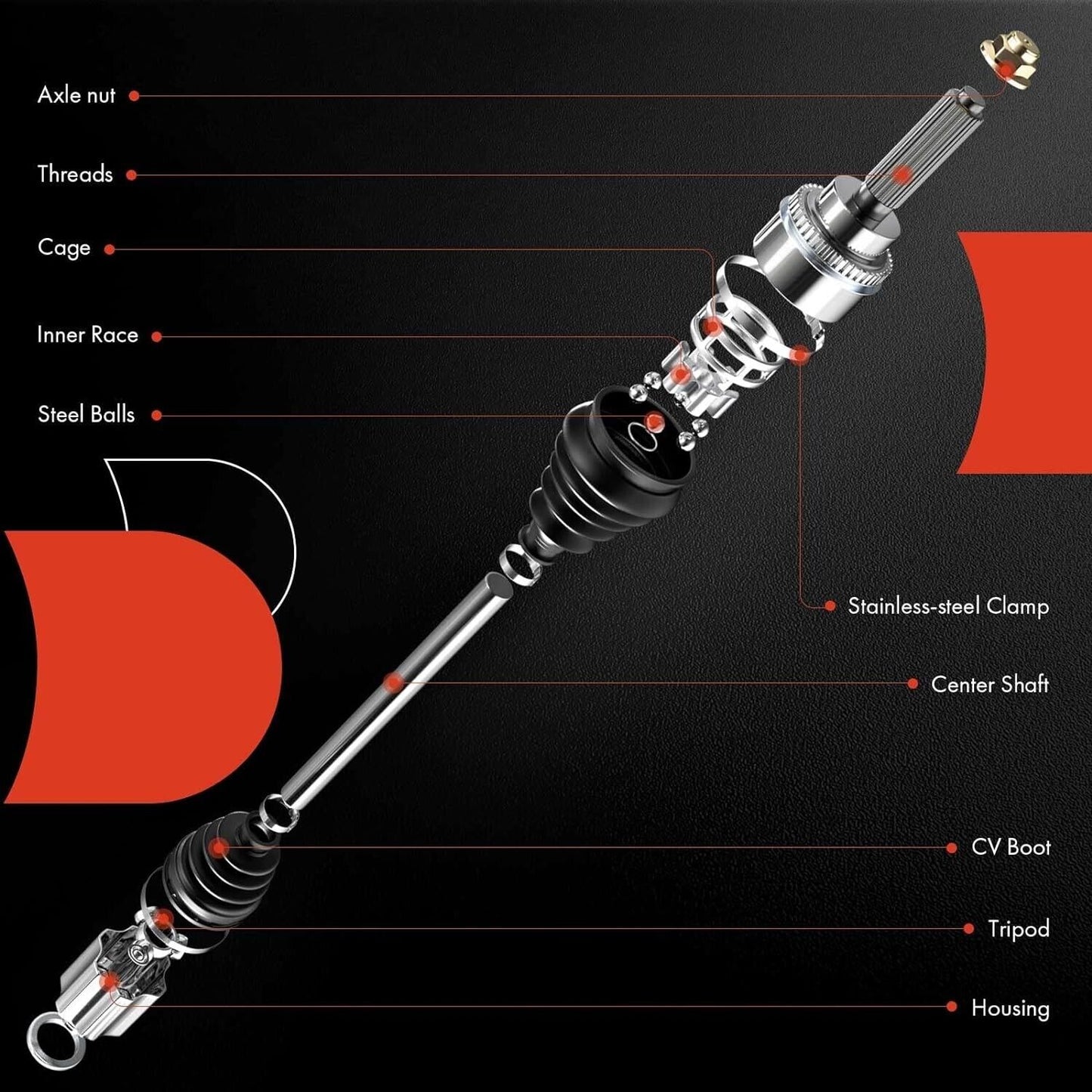 A-Premium Pair Set of 2 Front CV Axle Shafts For Cobalt HHR G5 Ion L4 Automatic