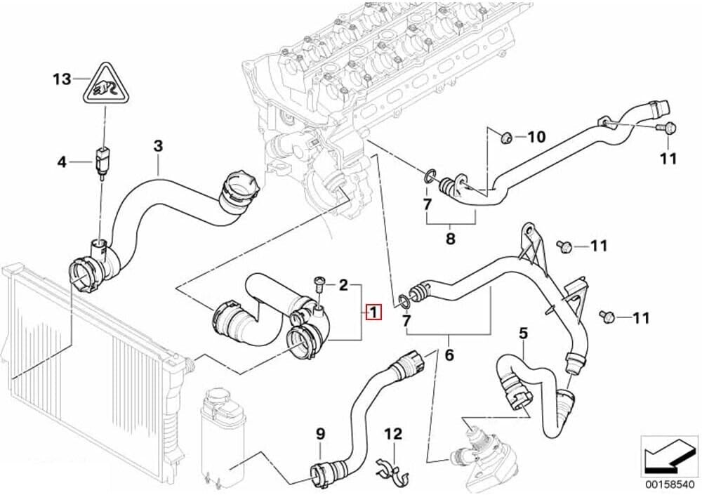 New Radiator Coolant Hose Upper E53 X5 Series BMW 2001-2006 11537500733