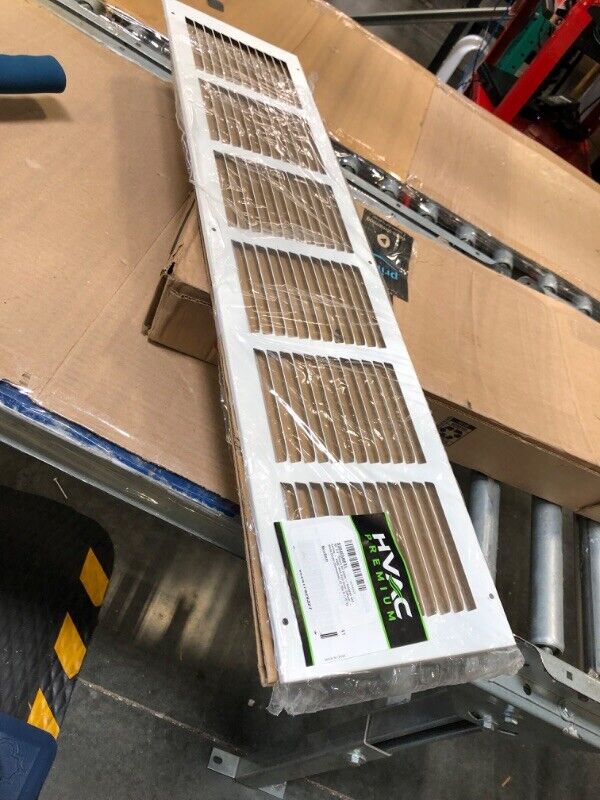 30" x 6" Steel Return Air Grille - Sidewall & Ceiling HVAC Duct Cover - White