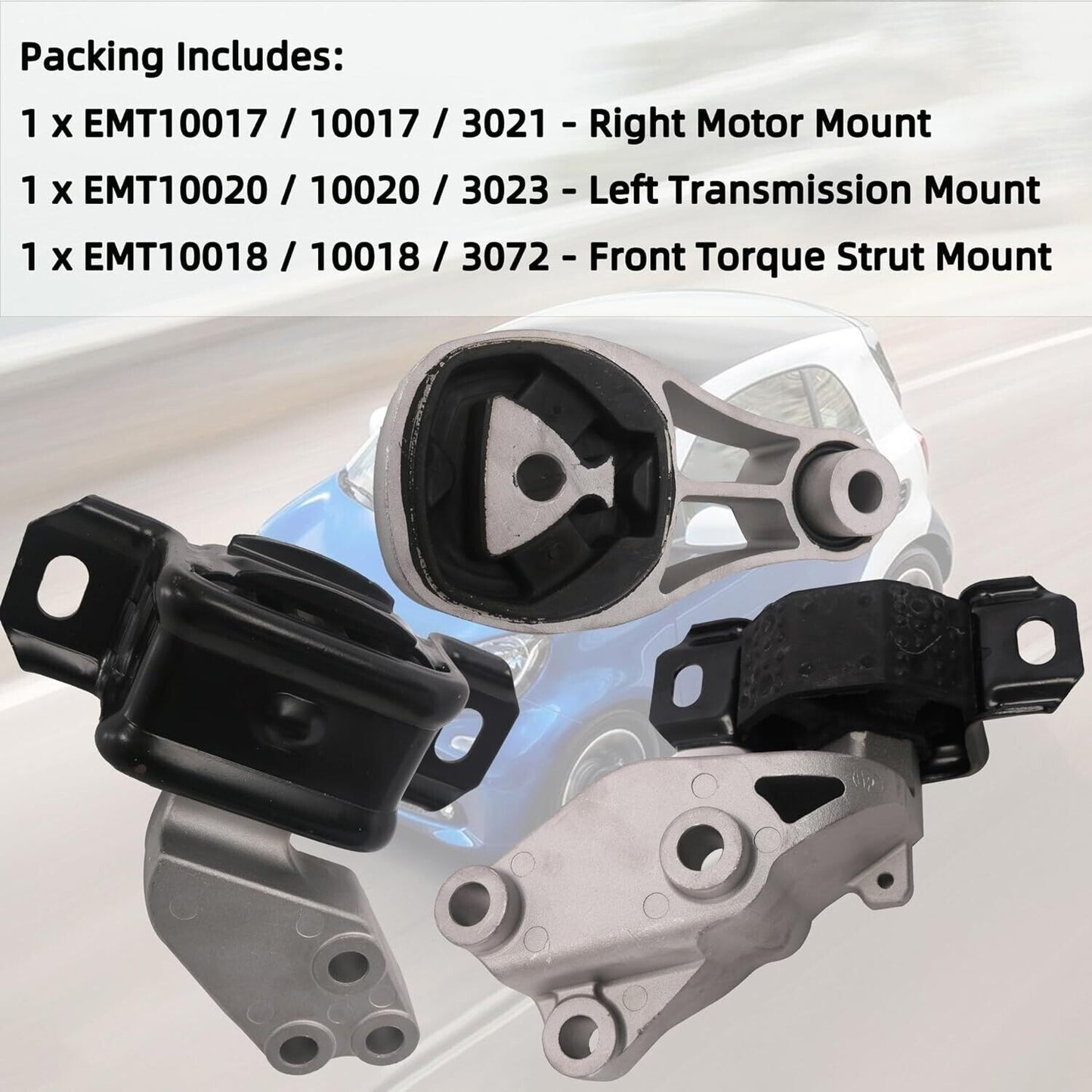 Set of 3 Engine & Transmission Mounts Fits: 2008-2015 Smart Fortwo (1.0L, L3)