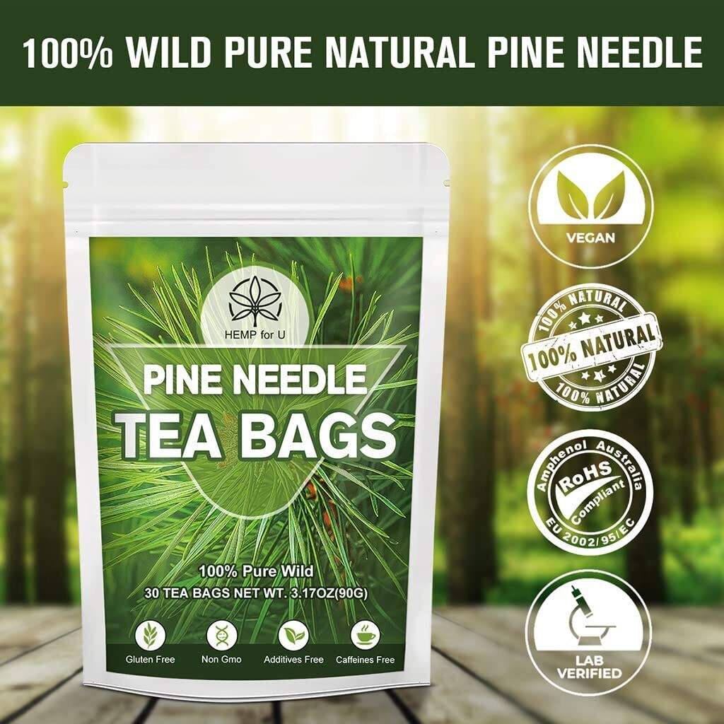 Pine Needle Tea 30 Bags for Respiratory Support, Cleanse Tea Natural Herbal Tea