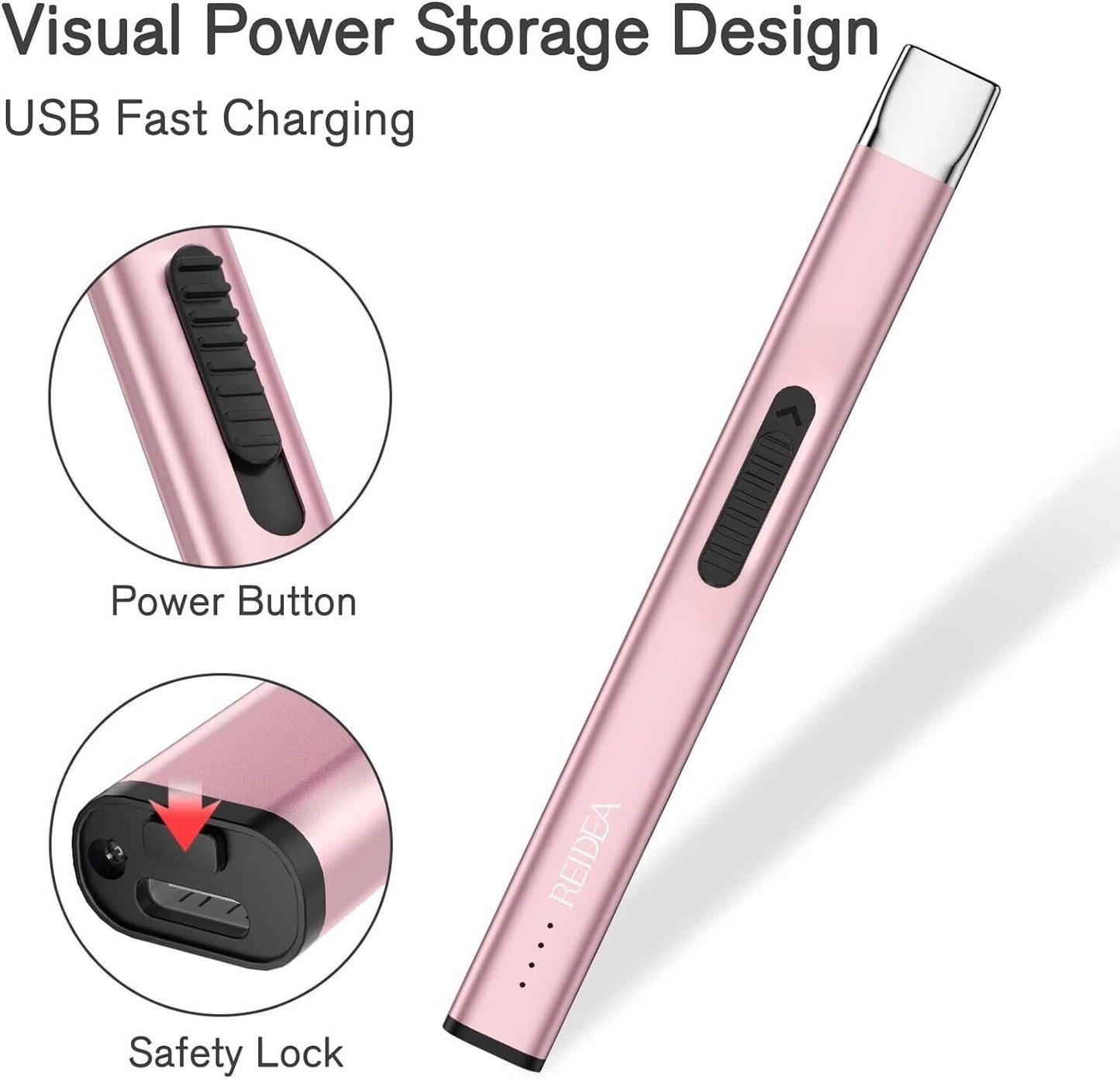 REIDEA Candle Lighter Long USB Rechargeable Lighter Arc Windproof Flameless Ligh