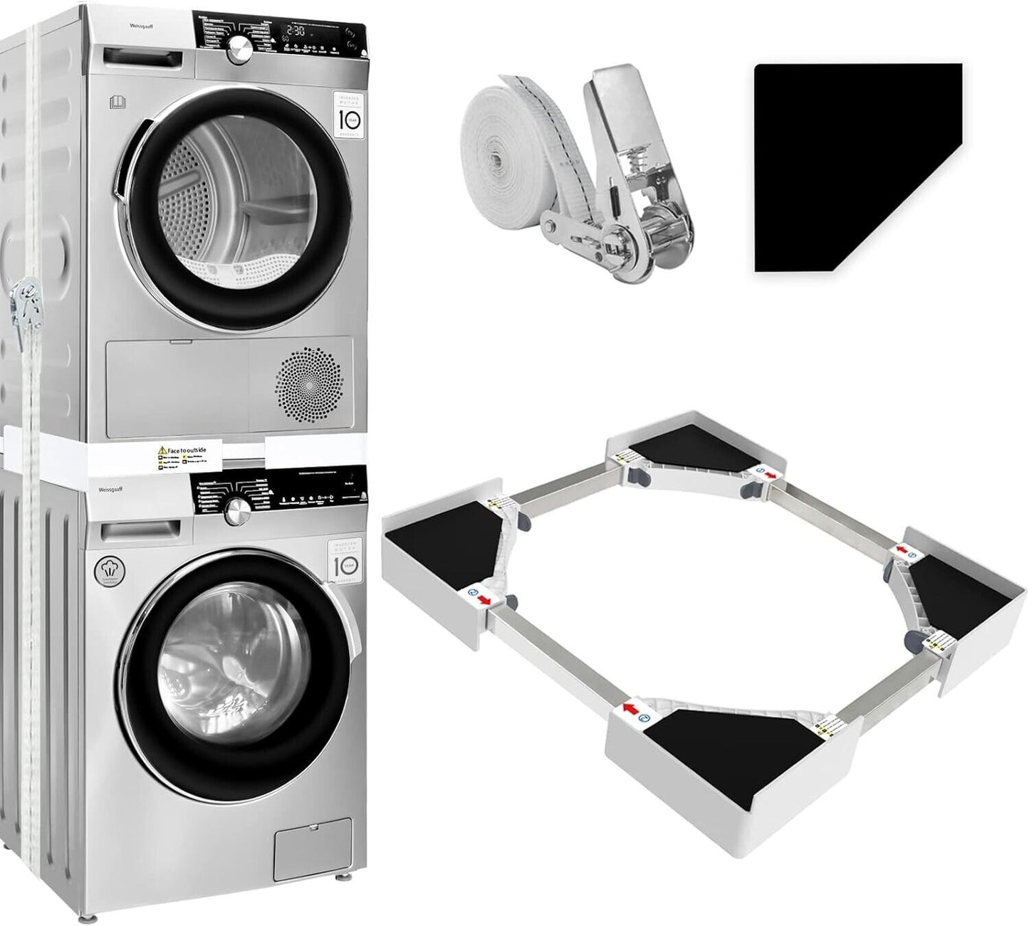 Kiss Core 29 inch Stacking Universal Kit for Washer and Dryer with Ratchet Strap