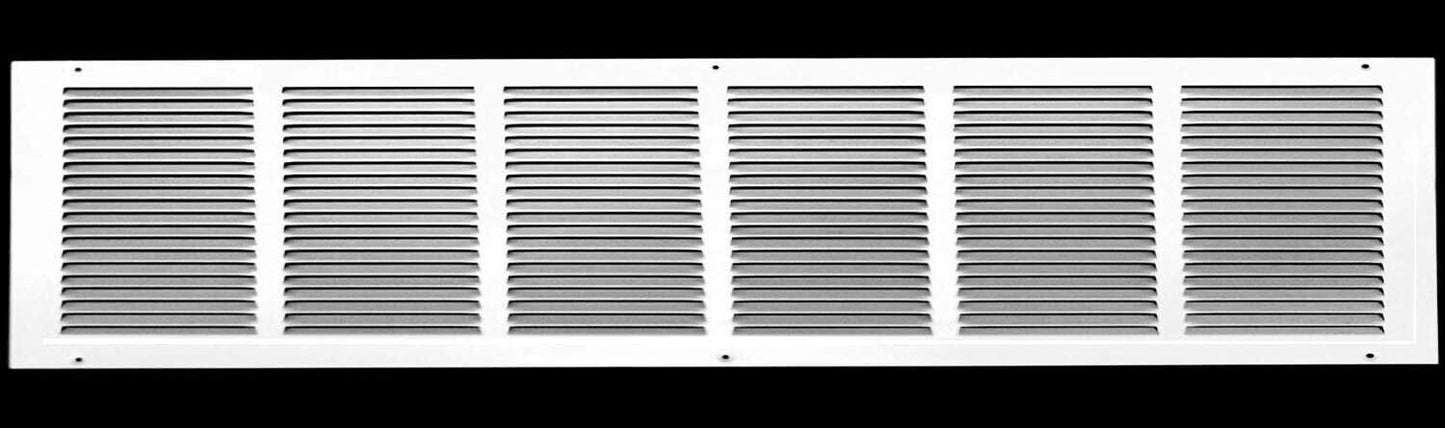 30" x 6" Steel Return Air Grille - Sidewall & Ceiling HVAC Duct Cover - White