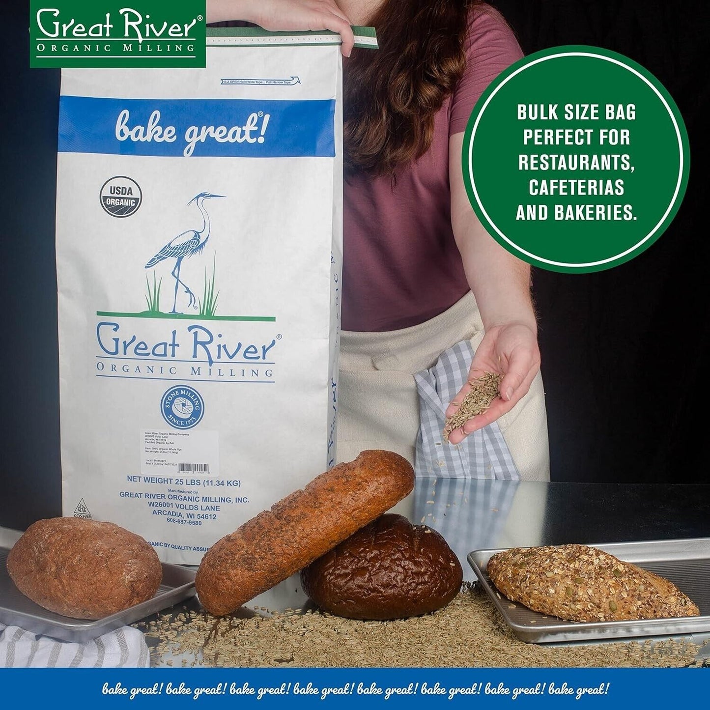 Great River Organic Milling Whole Grain Hard Red Spring Wheat 25-Pound Pack Of 1