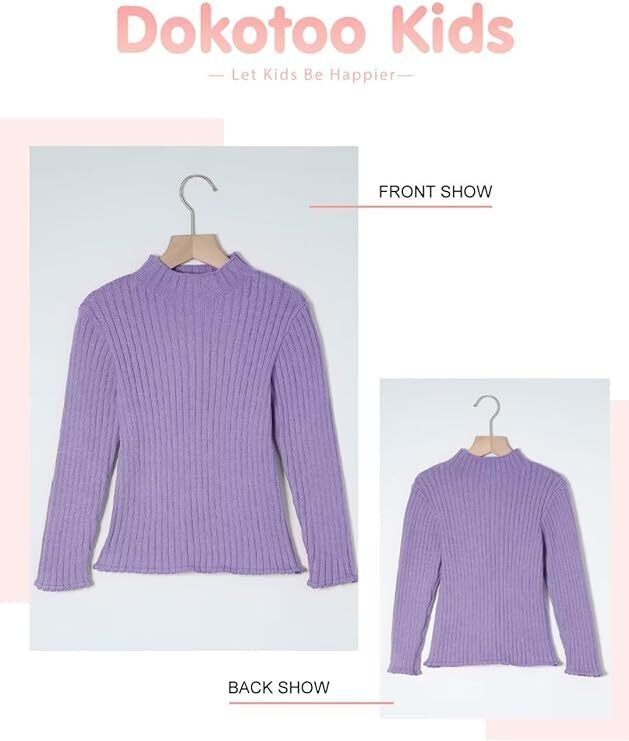 Kids Sweater Casual Long Sleeve Knitted Slim Fit Pullover Tops Girls Turtleneck