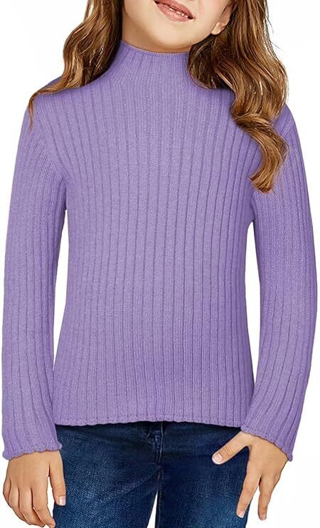 Kids Sweater Casual Long Sleeve Knitted Slim Fit Pullover Tops Girls Turtleneck