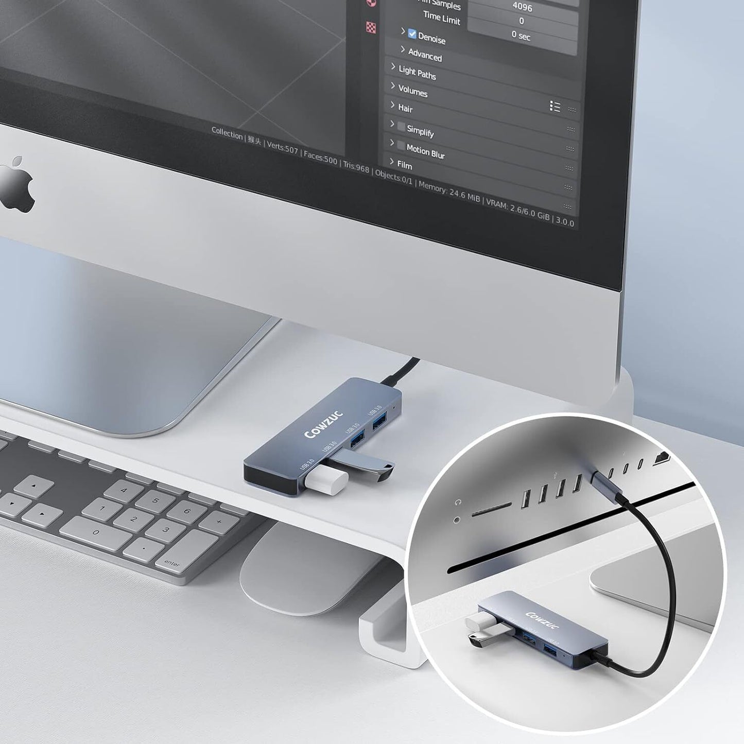 USB 3.0 Hub 4-Port USB Hub USB Splitter USB Expander for Laptops Flash Drive HDD