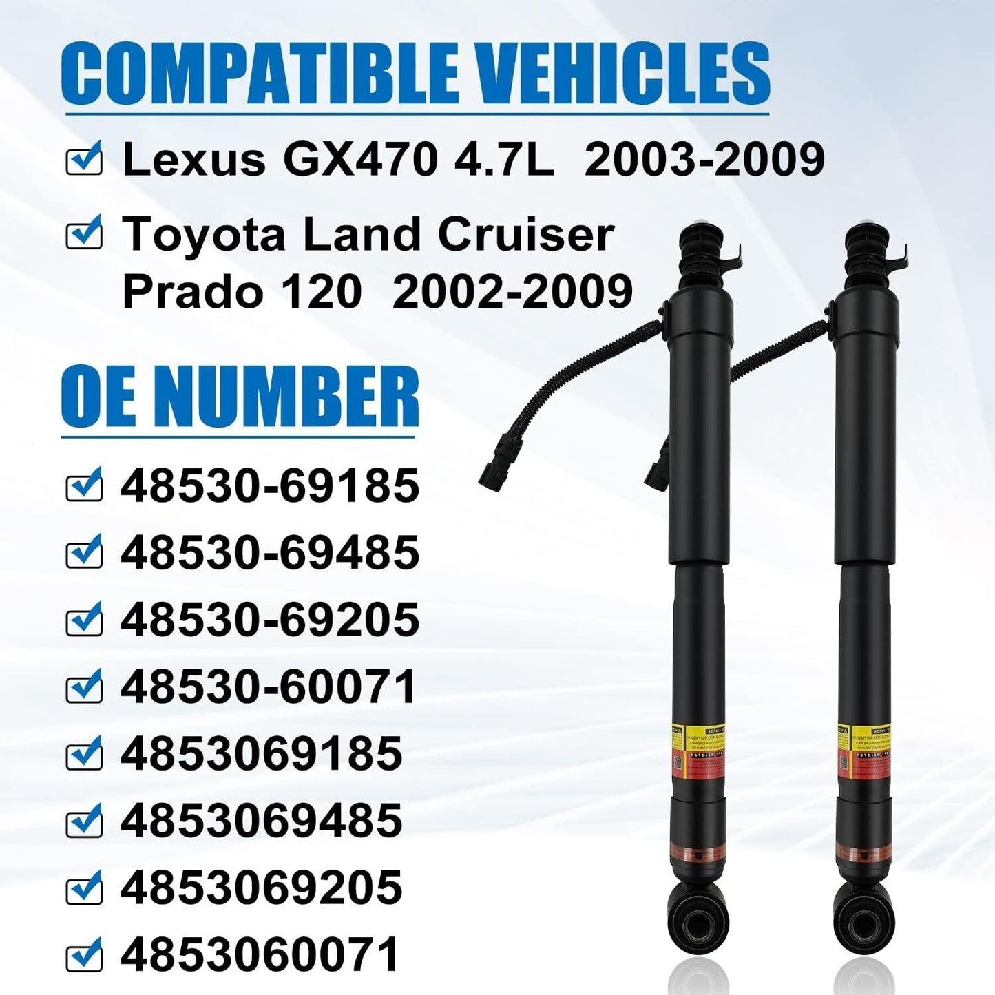2X Rear Air Shock Absorbers For 2003-2009 Lexus GX470 48530-69485 Land Cruiser
