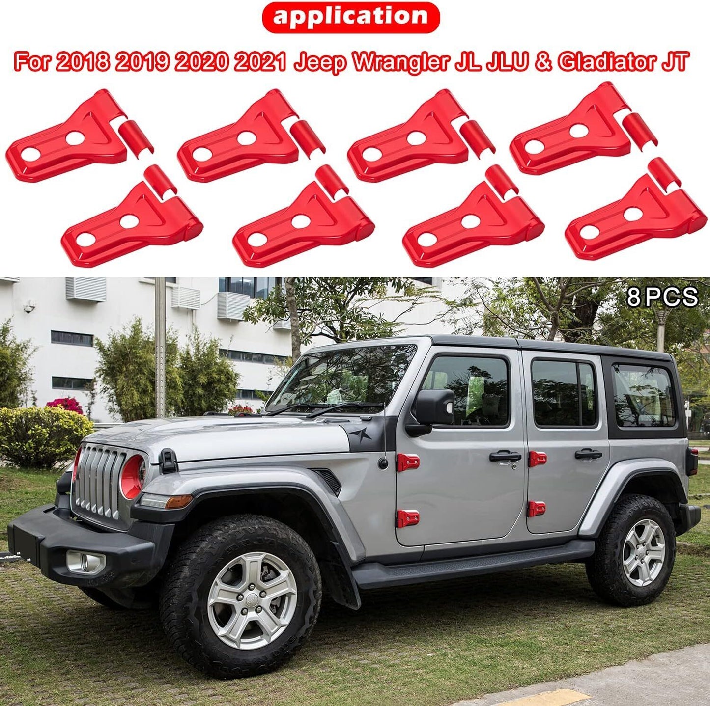 Door & Engine Hood Hinge Cover Trim For Jeep Wrangler JL JLU JT 2018-2023 8pcs