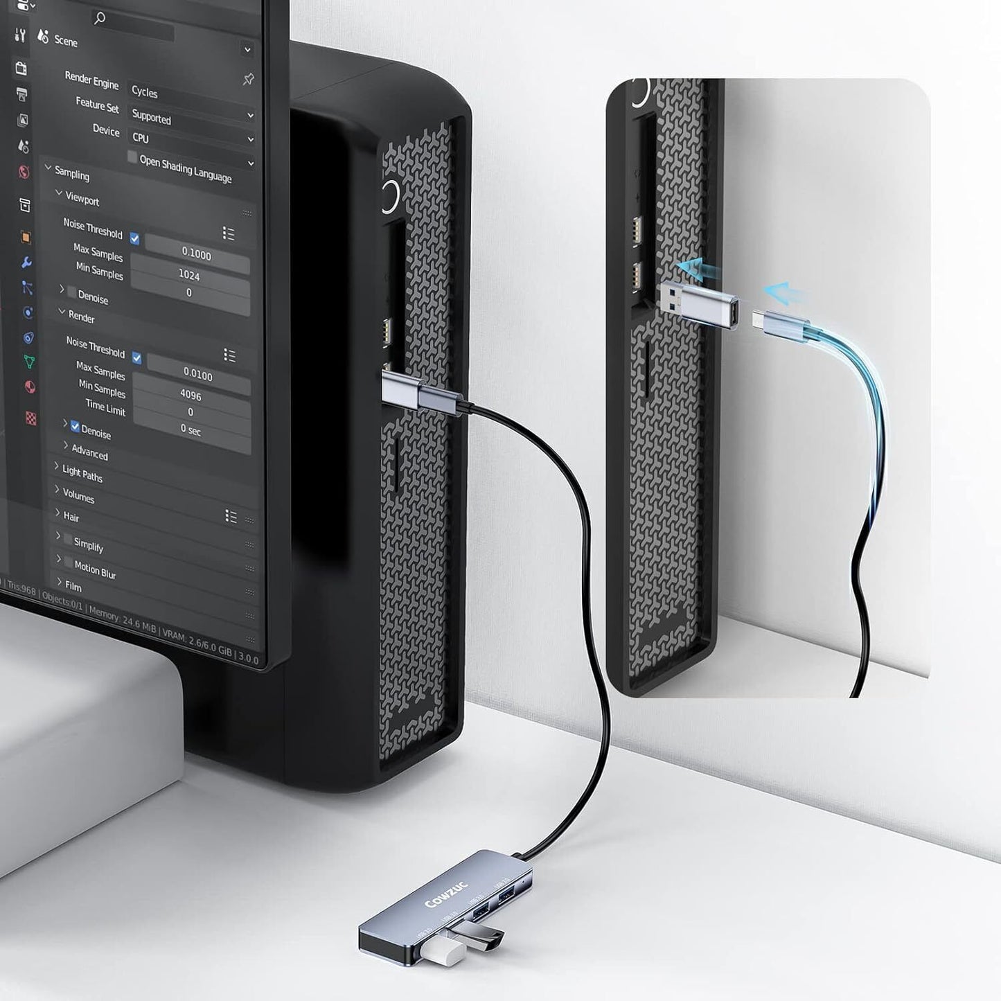 USB 3.0 Hub 4-Port USB Hub USB Splitter USB Expander for Laptops Flash Drive HDD