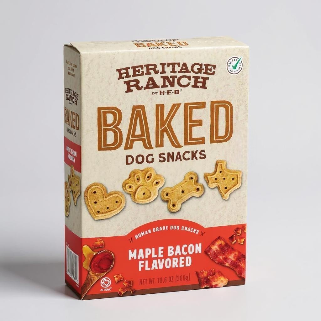 Maple Bacon Flavored Baked Dog Snacks Heritage Ranch by HEB (Pack of 2)