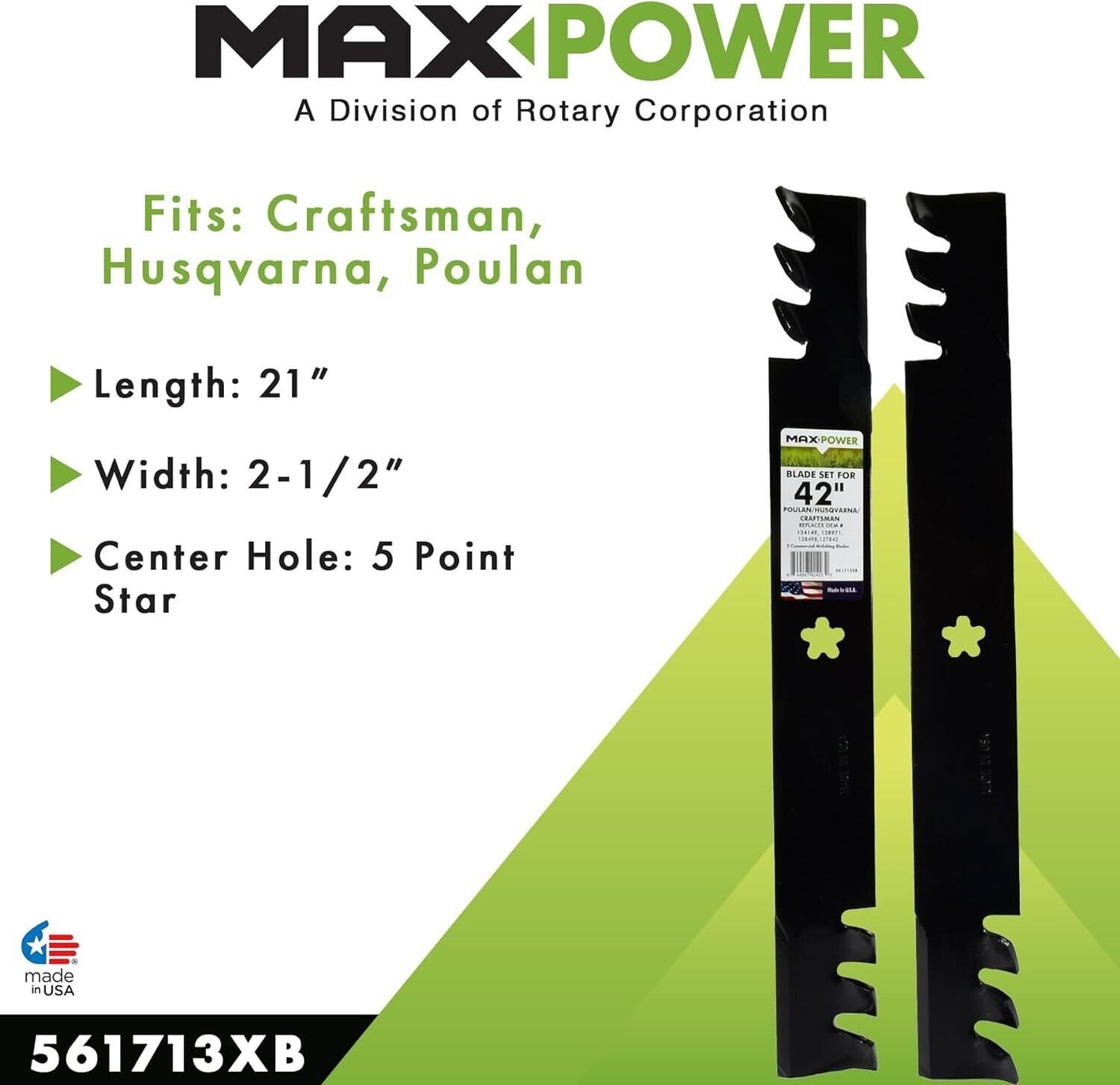 MaxPower 561713XB 2-Blade Commercial Mulching Set Black for 42" Poulan Craftsman