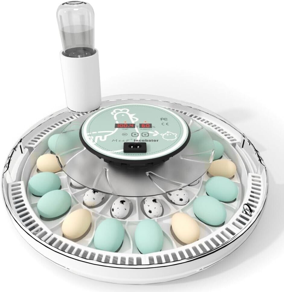 MeeF incubator for Hatching Eggs, Automatic 28 Eggs Incubator, Humidity Control