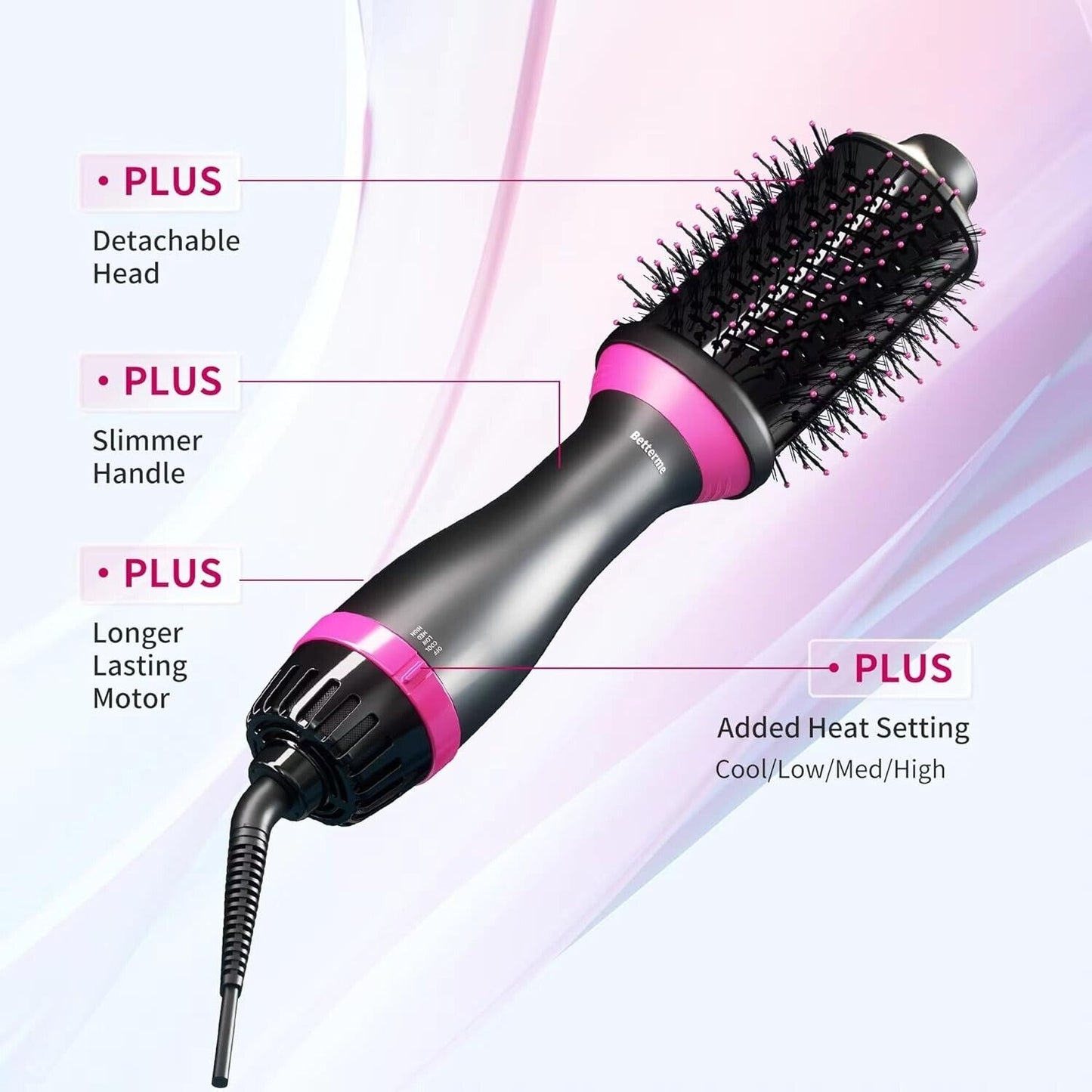 Hair Dryer Brush Blow Dryer & Volumizer, 1200W, Cool/Low/Med/High Settings, Oval