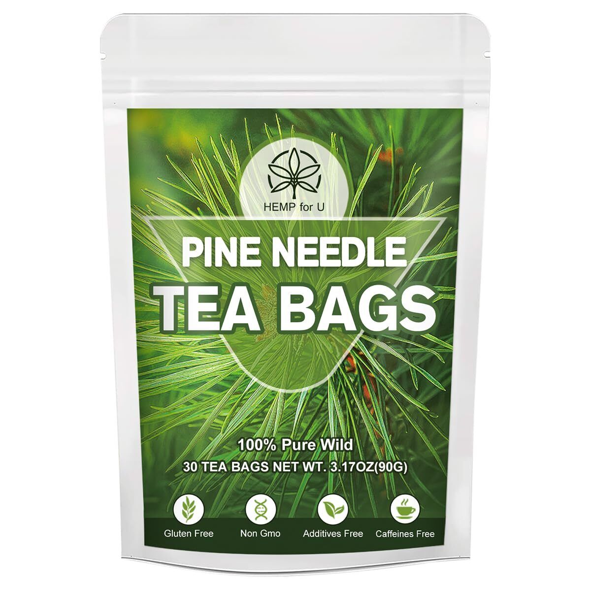 Pine Needle Tea 30 Bags for Respiratory Support, Cleanse Tea Natural Herbal Tea