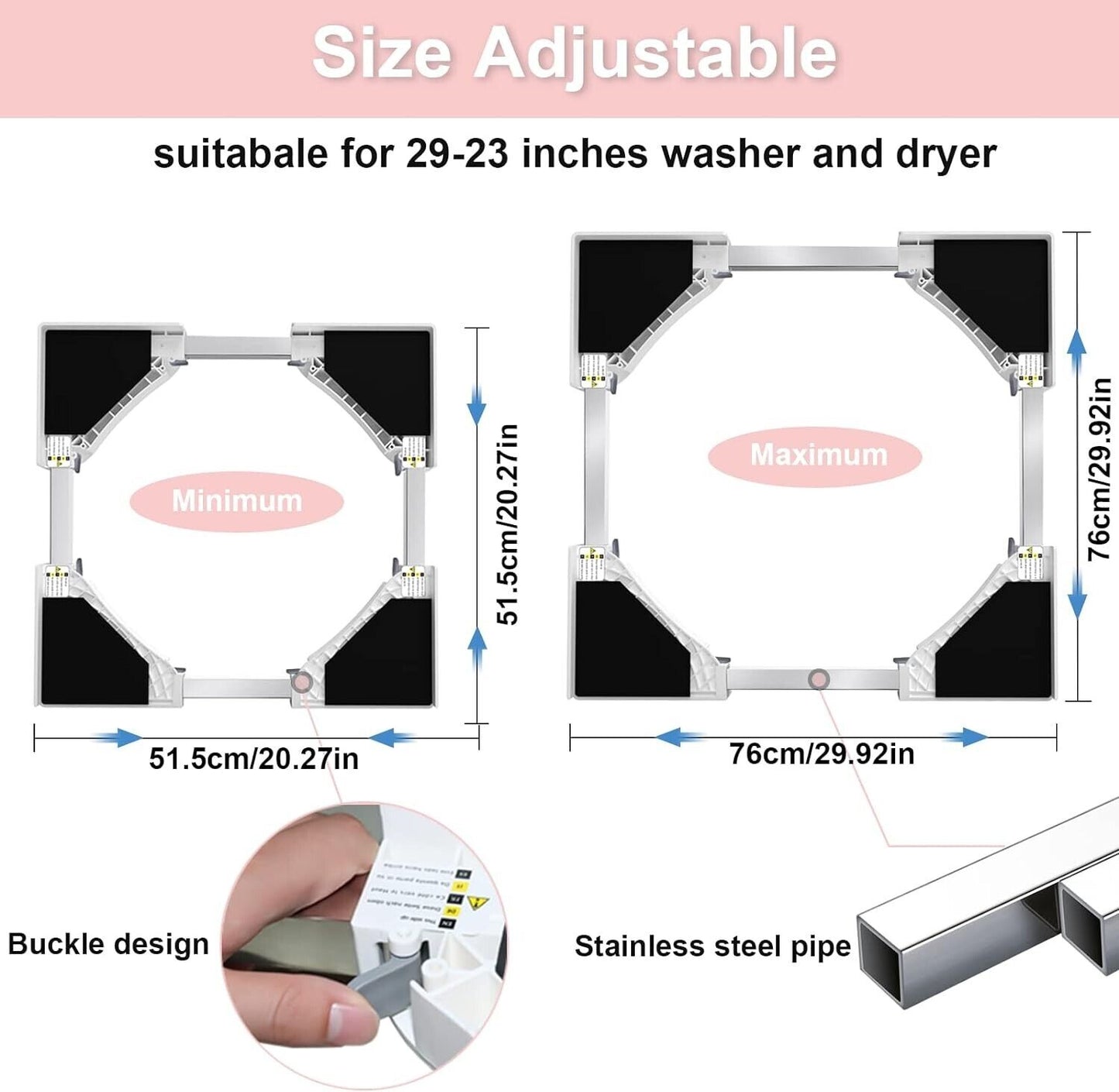 Kiss Core 29 inch Stacking Universal Kit for Washer and Dryer with Ratchet Strap