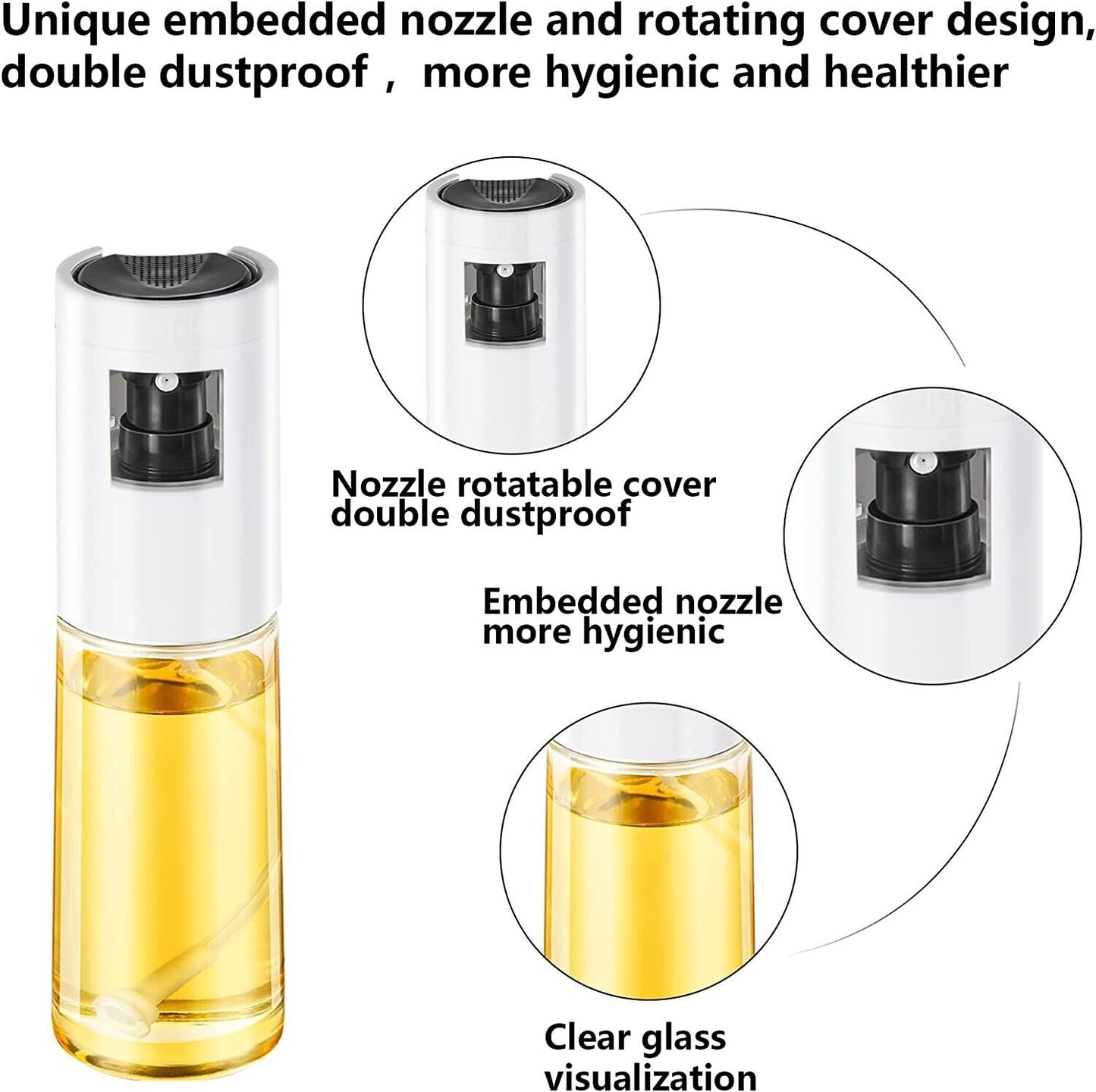Oil Sprayer for Cooking, Food-Grade Olive Oil Sprayer Mister Dispenser, 120ml
