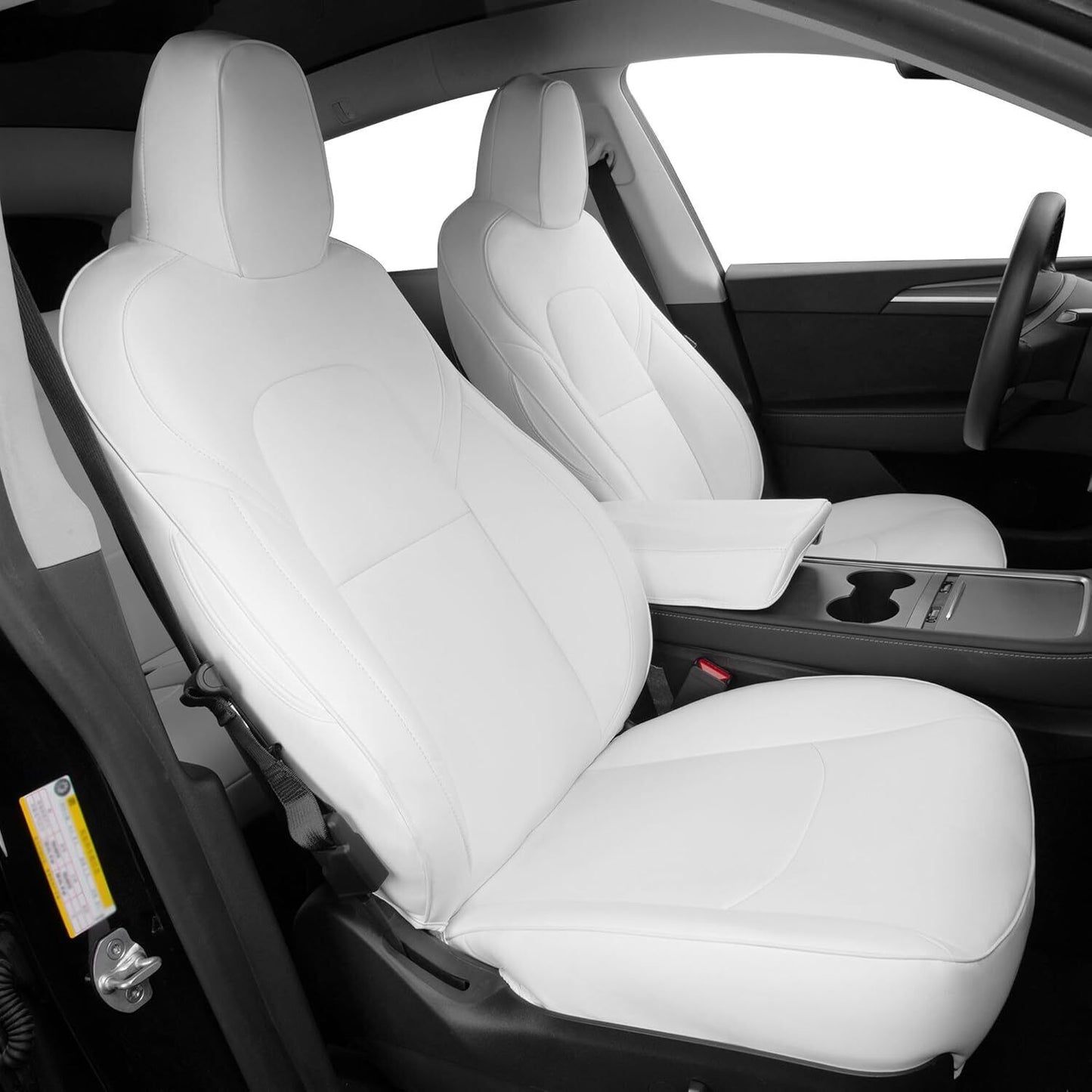 Fits 20-23 Tesla Model Y 5-Seat Full Seat Covers Cushion Protector Leather White