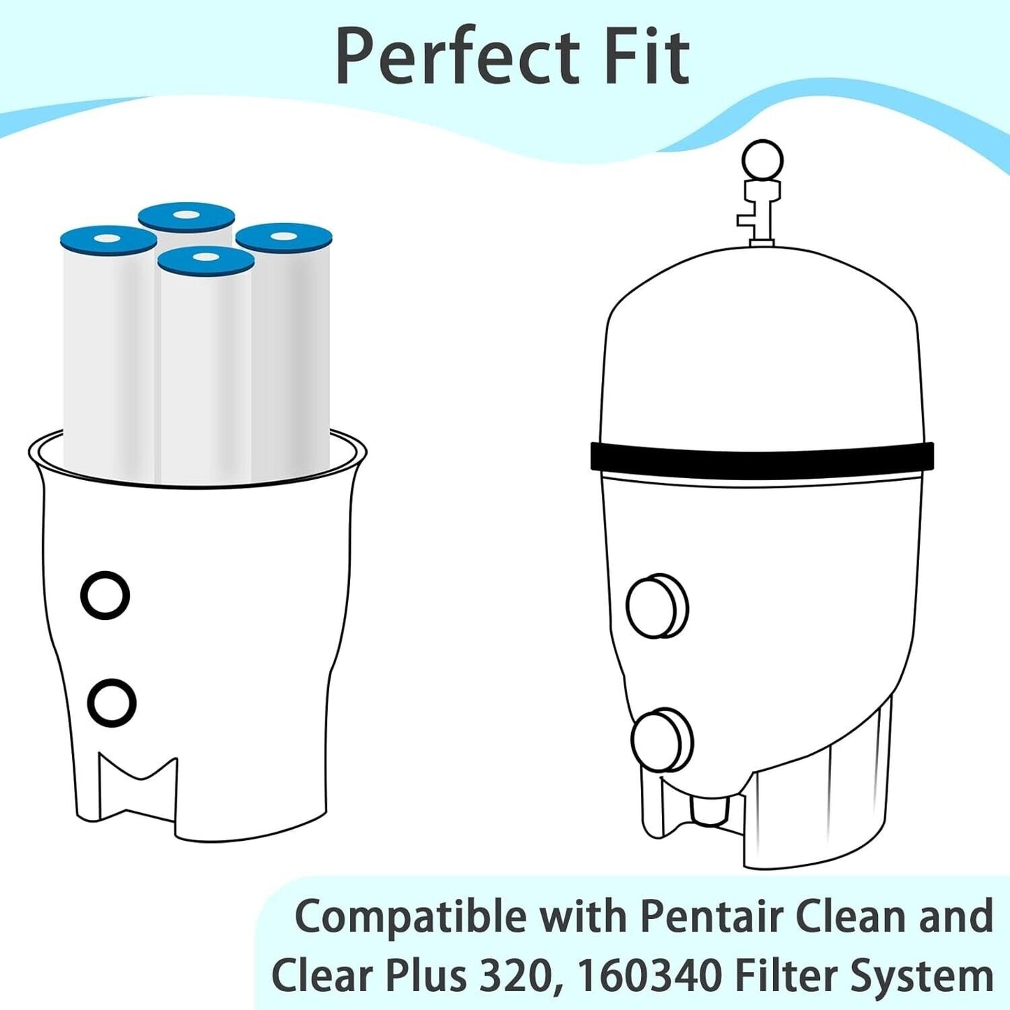 Pool Filter 4 Pack Replacement for Pentair Clean & Clear Plus 320 CCP320 C7470