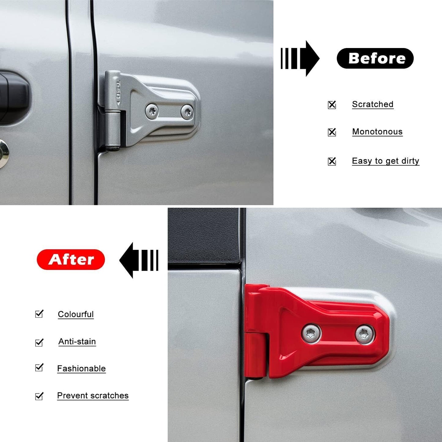 Door & Engine Hood Hinge Cover Trim For Jeep Wrangler JL JLU JT 2018-2023 8pcs