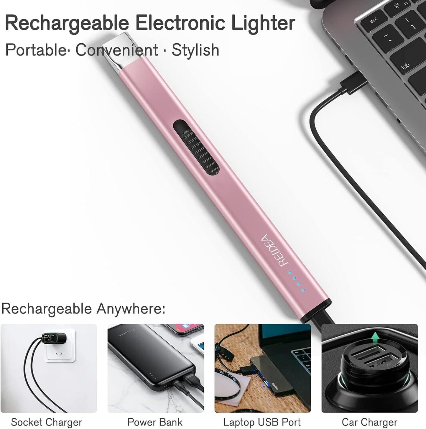REIDEA Candle Lighter Long USB Rechargeable Lighter Arc Windproof Flameless Ligh