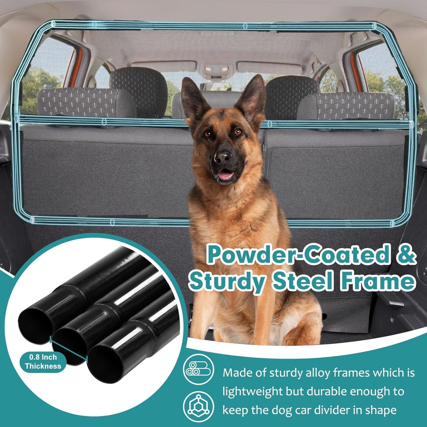 Dog Car Barrier Escape Proof 46 Inch Wide Divider for SUV Cargo Area Mesh Gate