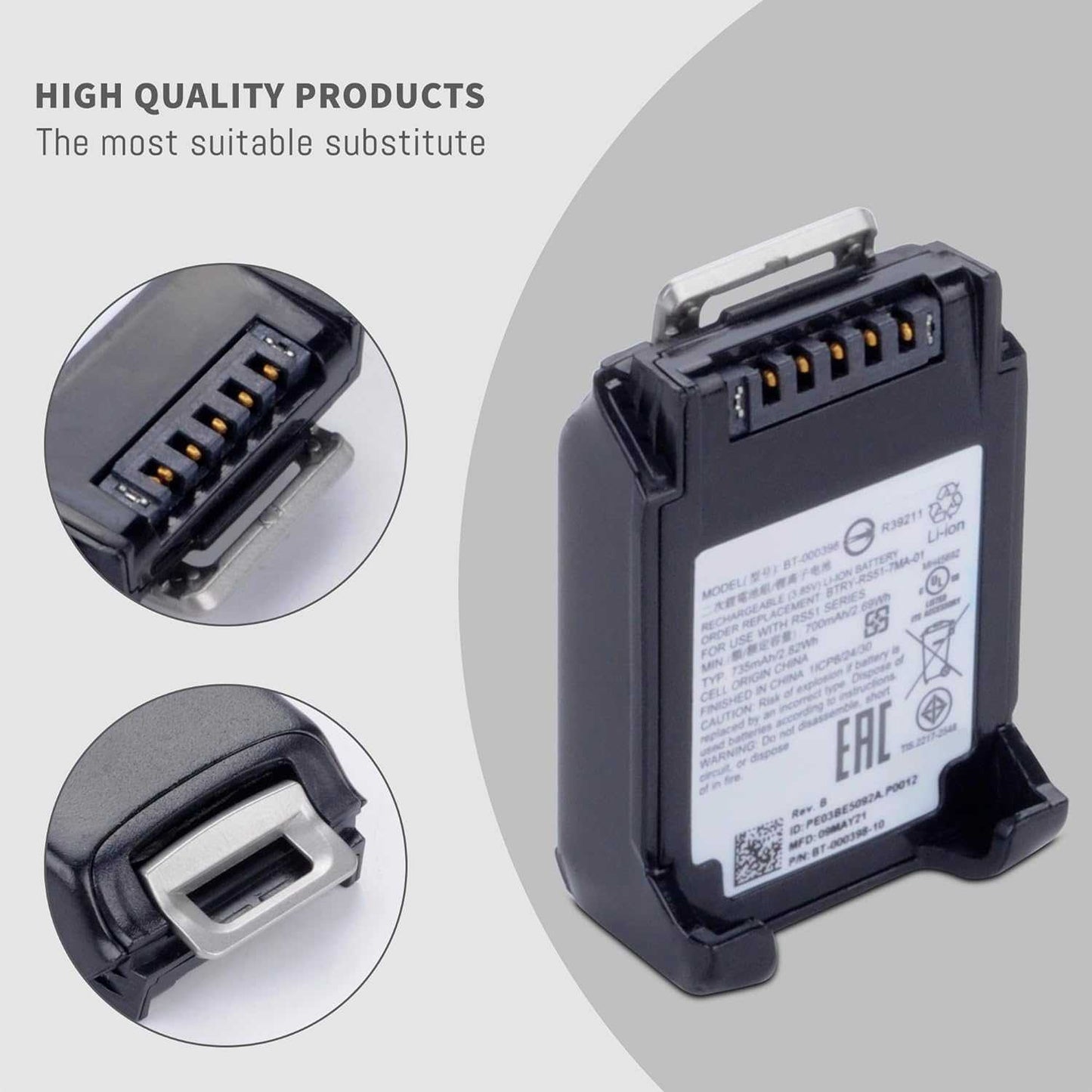 BT000398 Replacement Battery for Zebra RS51 RS5100 2D Bluetooth Ring Scanner 385V 282WH 735MAH NA260-003