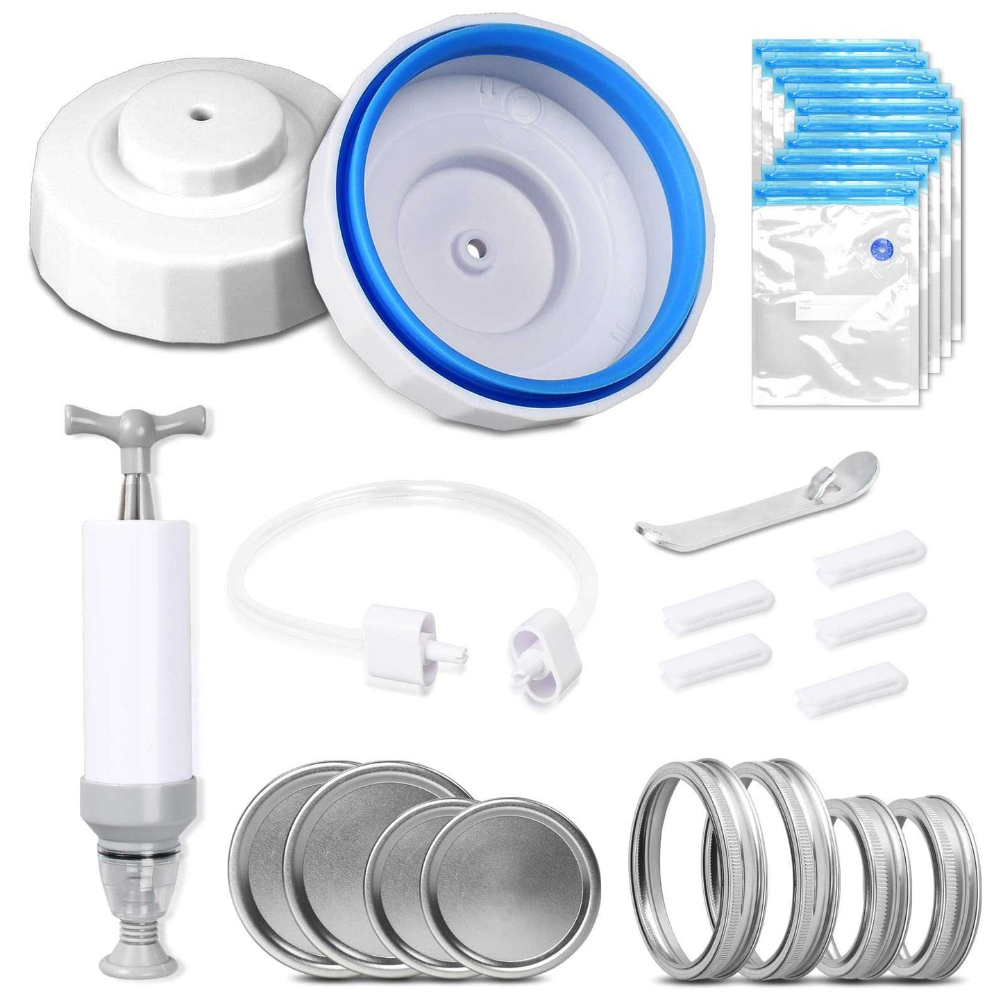 INDARUN Mason Jar Vacuum Sealer 28PCS Wide Mouth Canning Jars Sealing Hose Pump RB162-002