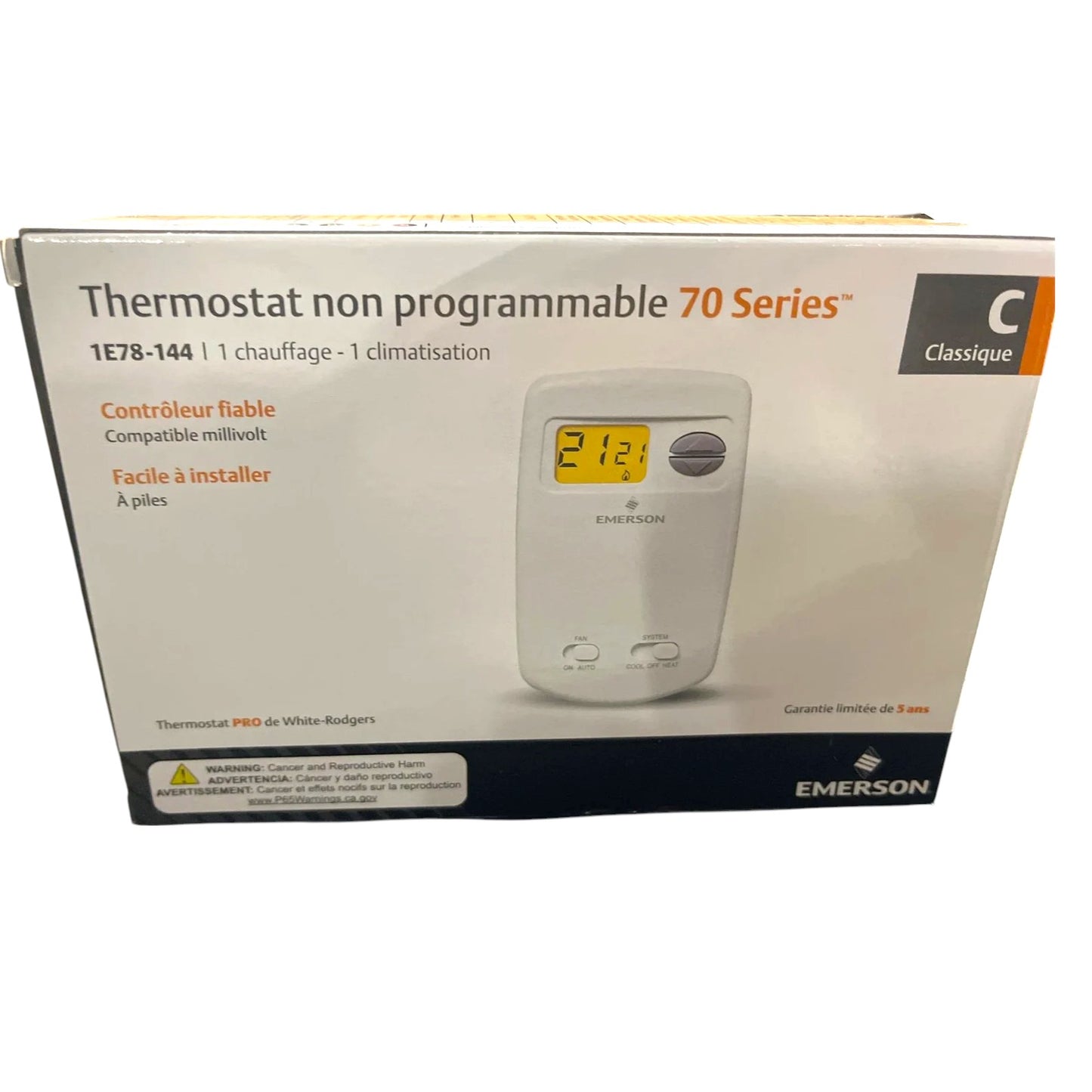 Emerson 1E78-144 White Rodgers Vertical Wall Thermostat Heat Cool
