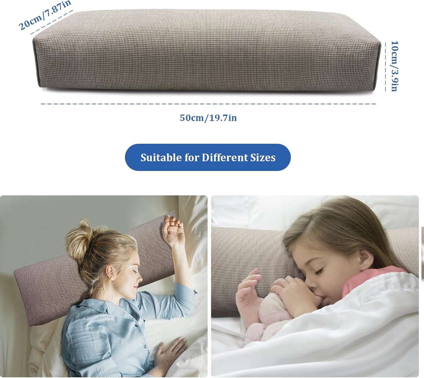 Buckwheat Pillow 100% Organic Cotton Adjustable Hulls Travel Size 21x8x3inch C-Coffee