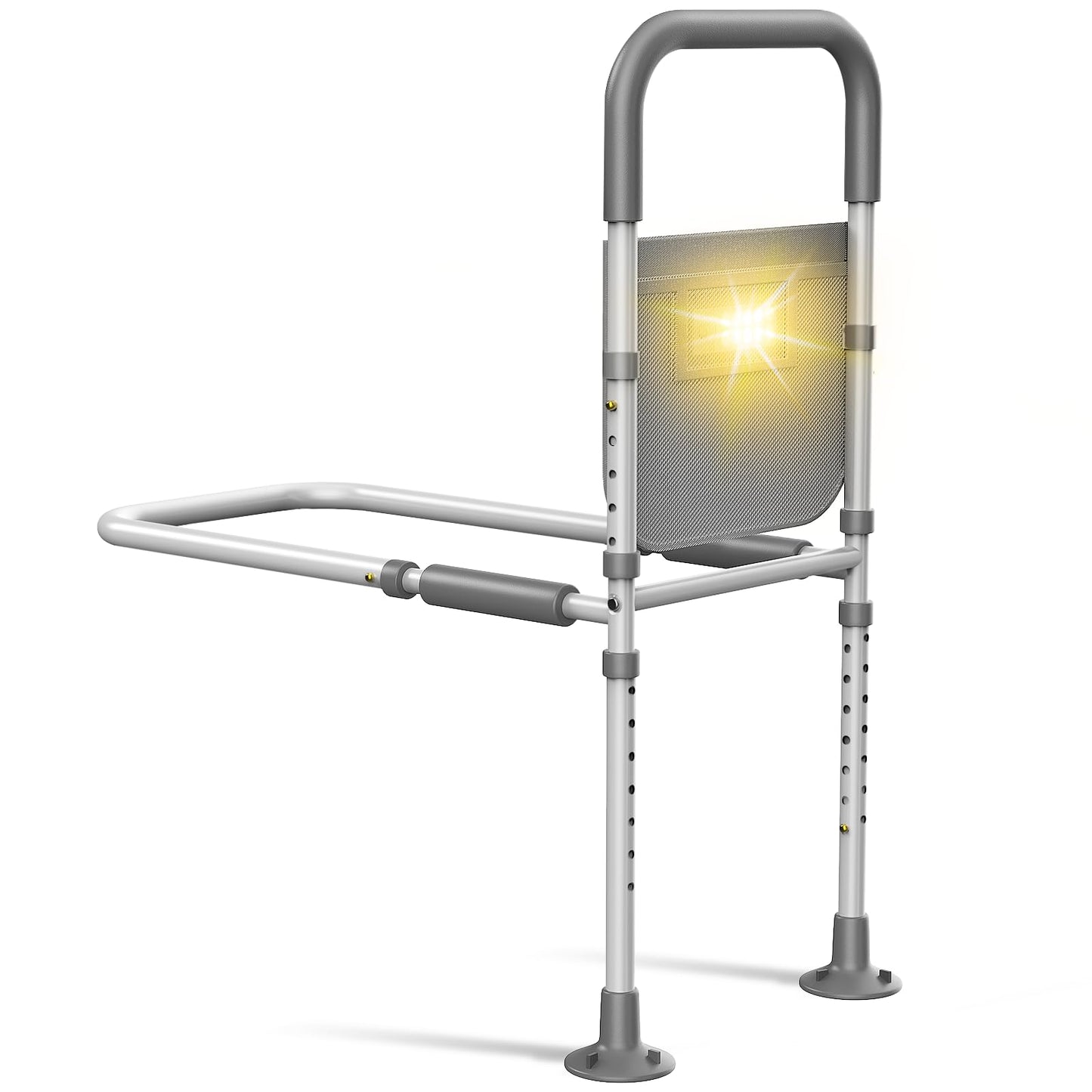 Bed Rails for Elderly Adults Safety with Motion Sensor Light & Storage Bag Adjustable Support Bar for King Queen Full Twin Beds NA263-003