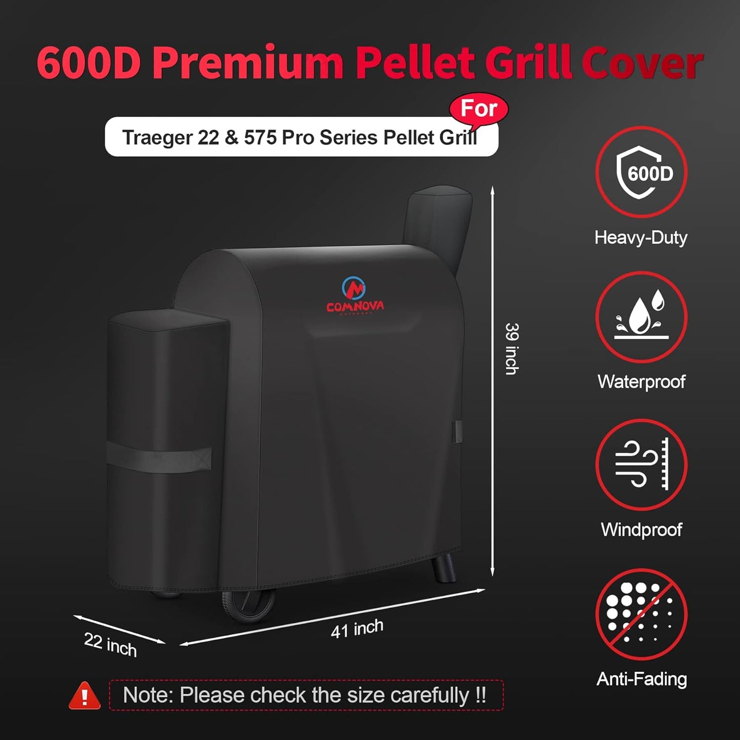Grill Cover for Traeger Pro 22 575 Heavy Duty Waterproof BBQ Cover